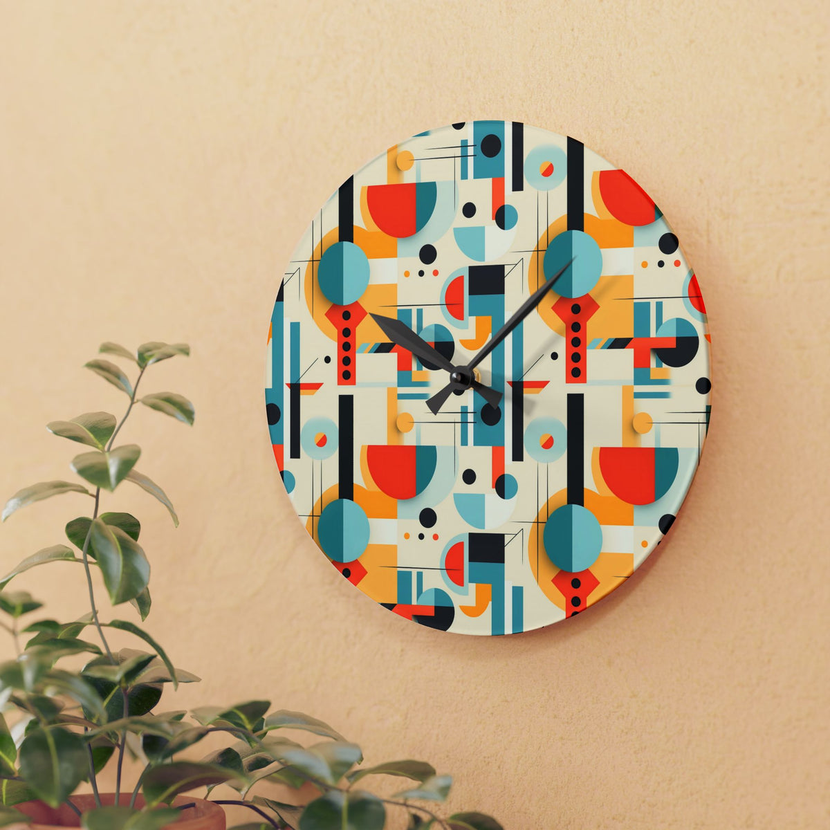 Mid Century Modern Bauhaus Designed MCM Acrylic Wall Clock - Mid Century Modern Gal