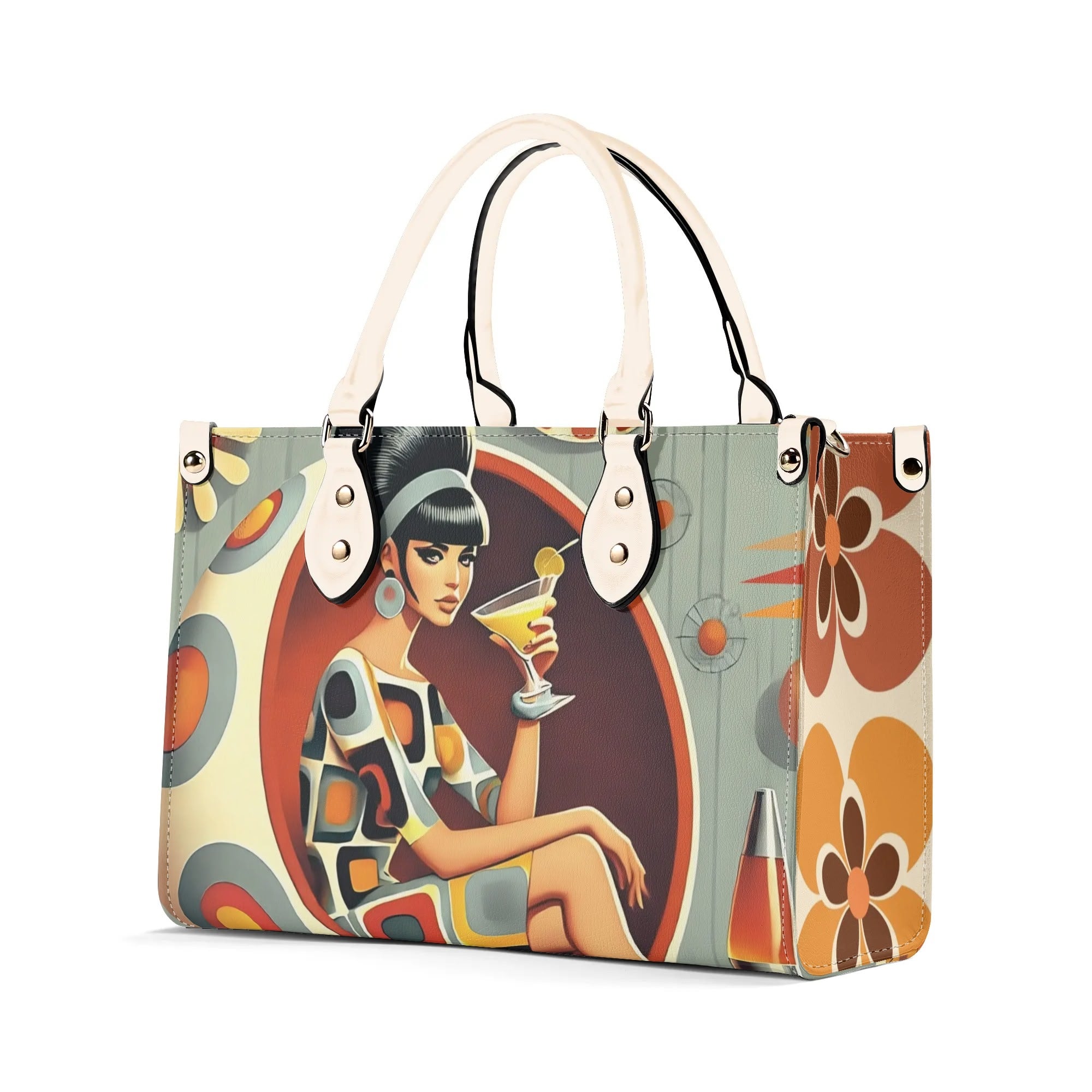 Mod 60s Gal, Retro Mid Century Modern Kitschy Handbag, Shoulder Reversible Purse - Mid Century Modern Gal