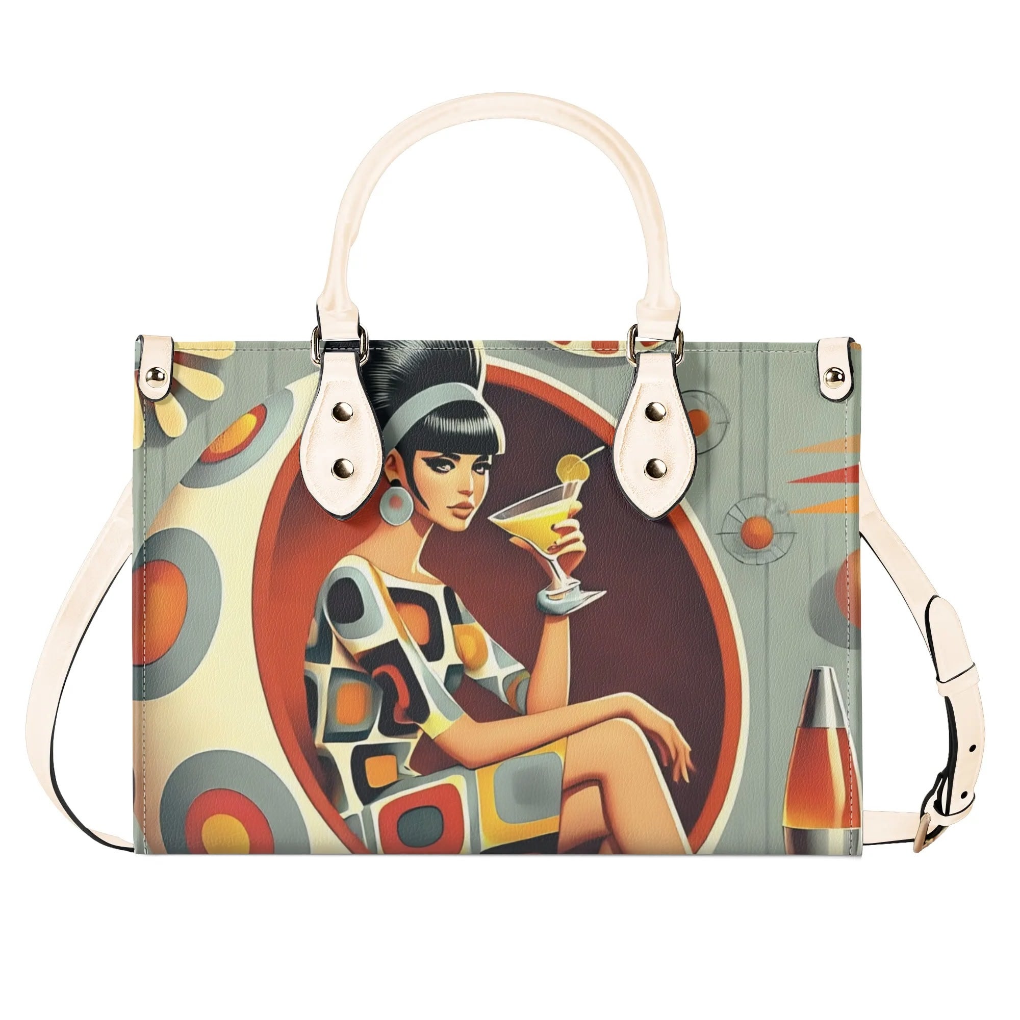 Mod 60s Gal, Retro Mid Century Modern Kitschy Handbag, Shoulder Reversible Purse - Mid Century Modern Gal