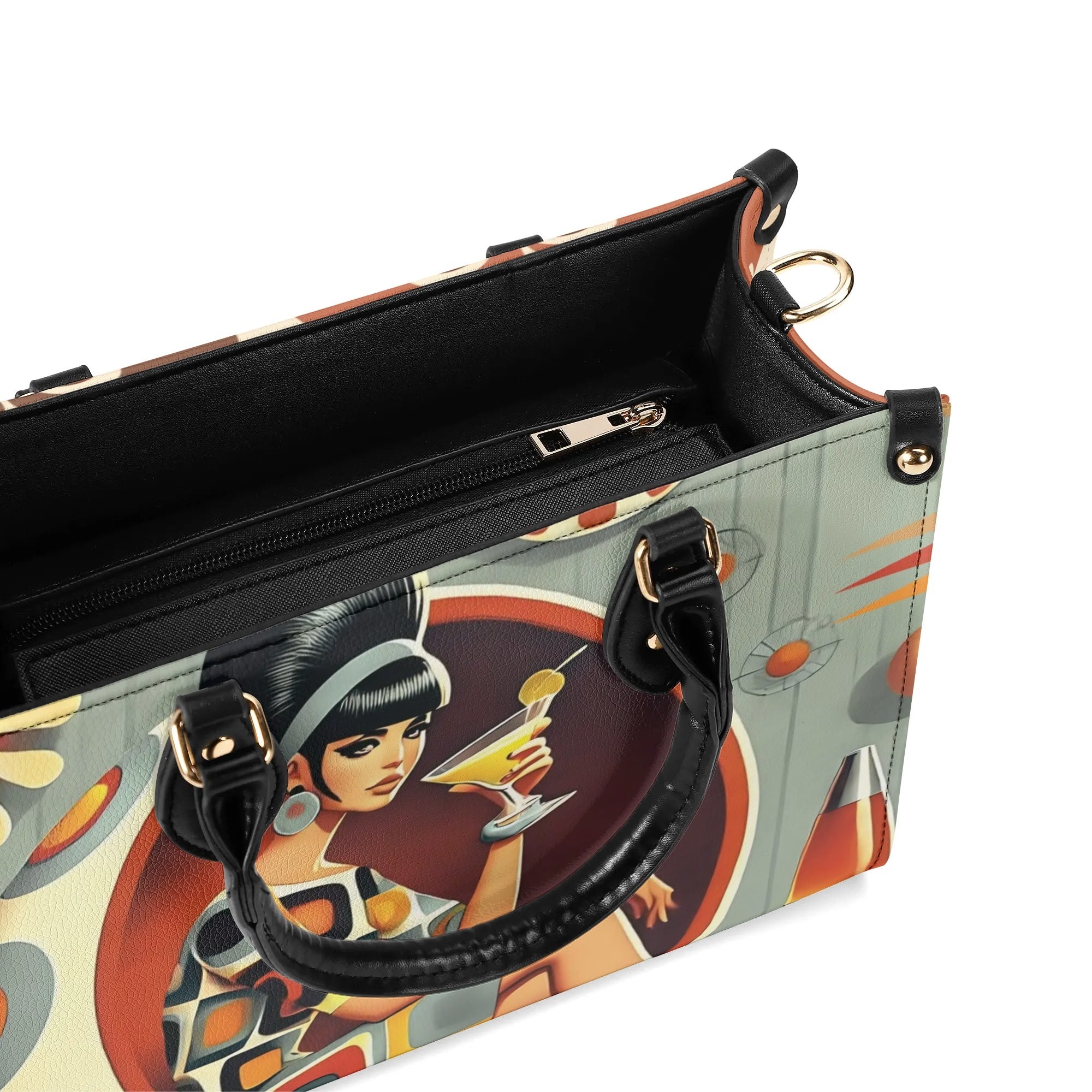 Mod 60s Gal, Retro Mid Century Modern Kitschy Handbag, Shoulder Reversible Purse - Mid Century Modern Gal