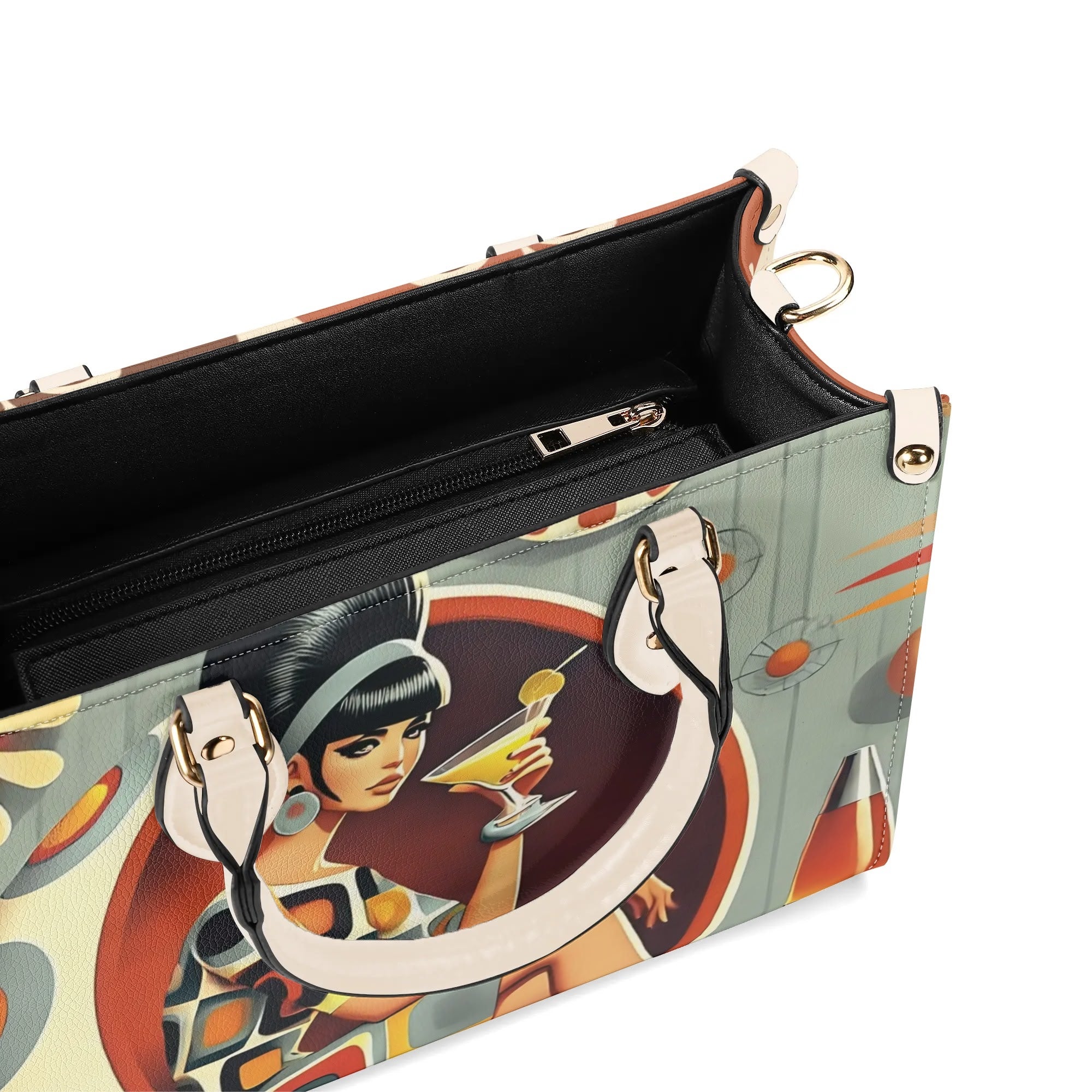Mod 60s Gal, Retro Mid Century Modern Kitschy Handbag, Shoulder Reversible Purse - Mid Century Modern Gal