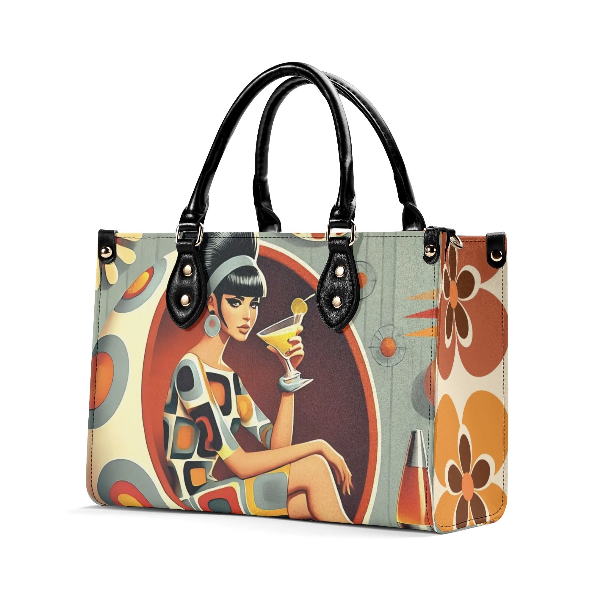 Mod 60s Gal, Retro Mid Century Modern Kitschy Handbag, Shoulder Reversible Purse - Mid Century Modern Gal