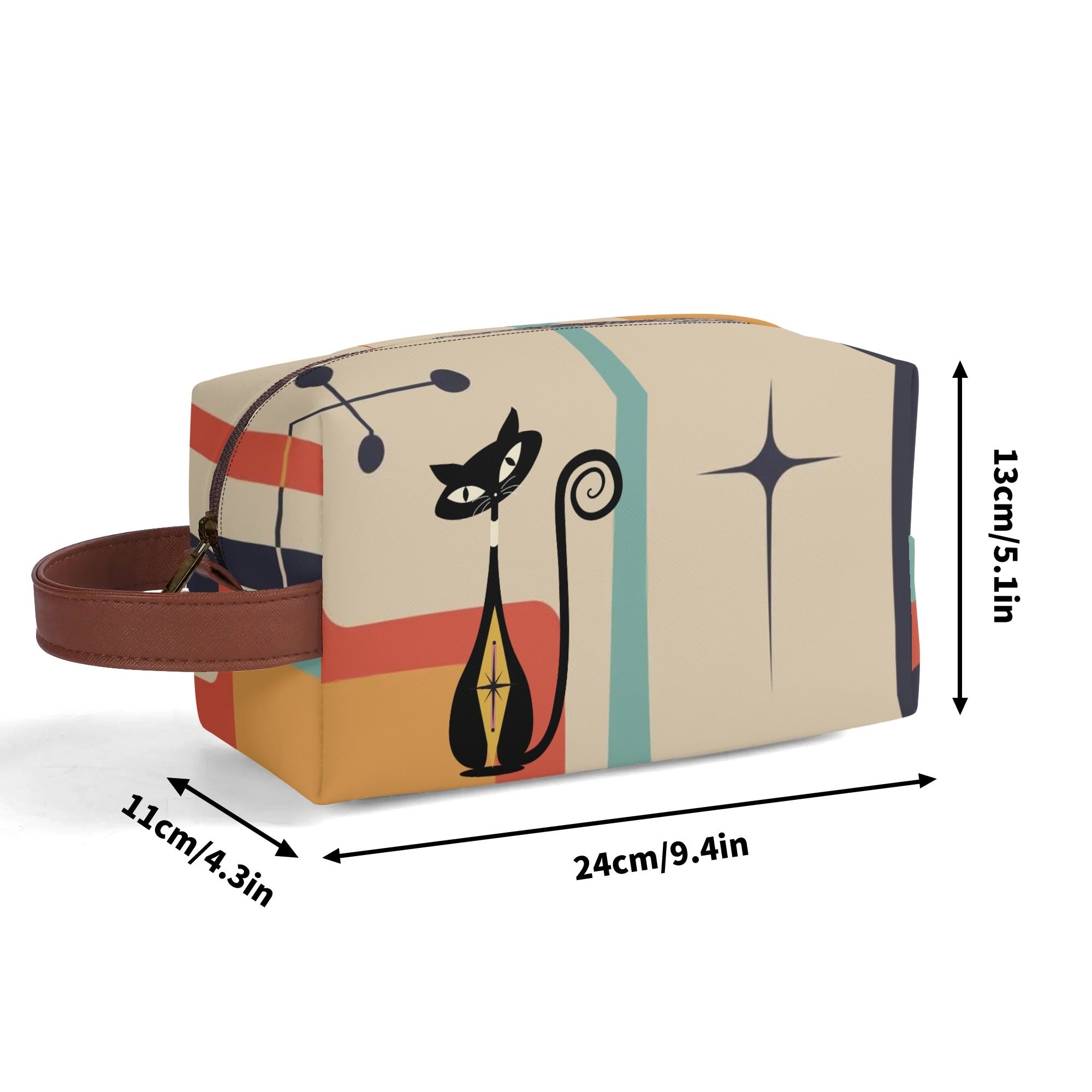 Atomic Kitty Travel Bag, Toiletry Bag, Kitschy Mod Style - Mid Century Modern Gal