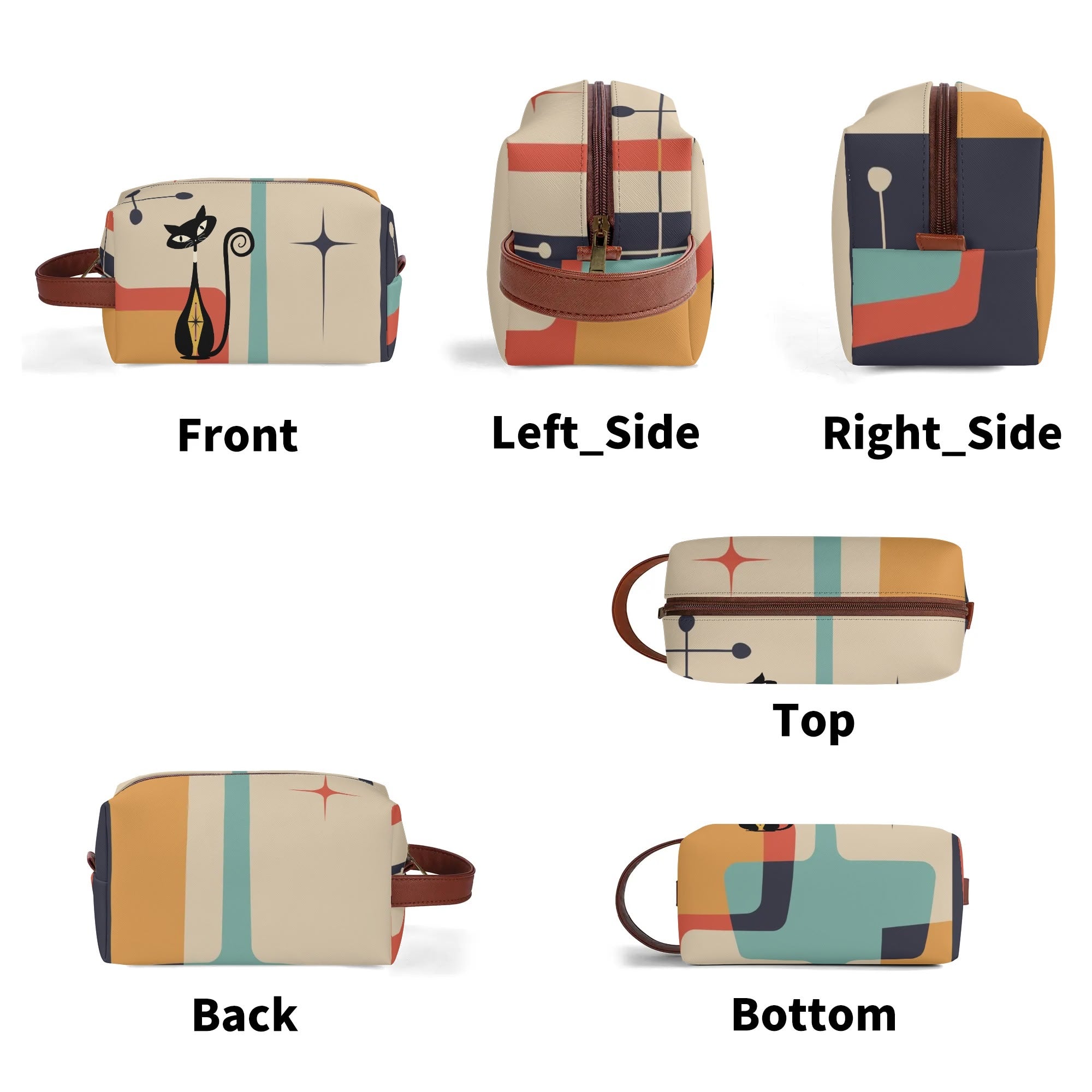 Atomic Kitty Travel Bag, Toiletry Bag, Kitschy Mod Style - Mid Century Modern Gal