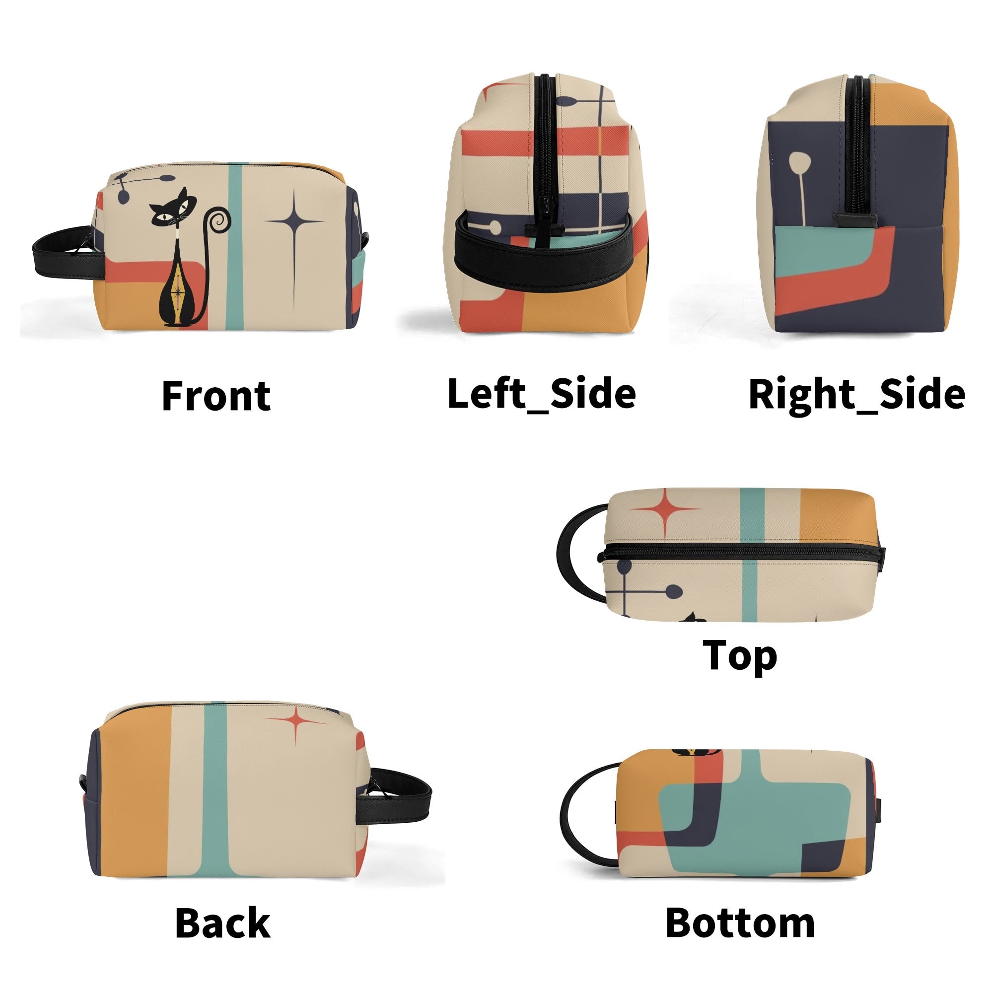 Atomic Kitty Travel Bag, Toiletry Bag, Kitschy Mod Style - Mid Century Modern Gal