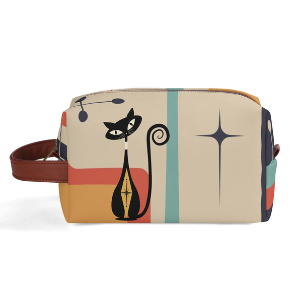 Atomic Kitty Travel Bag, Toiletry Bag, Kitschy Mod Style