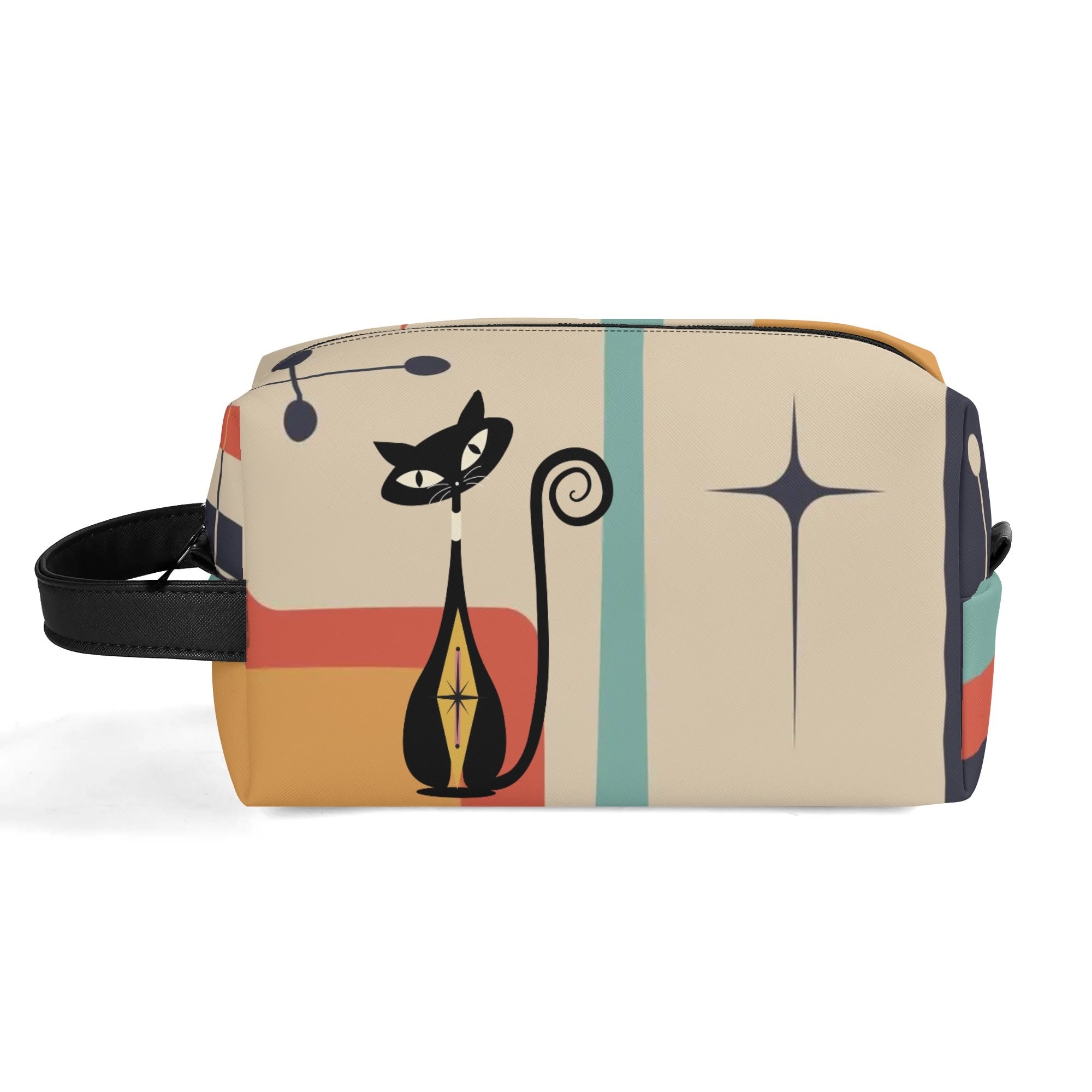 Atomic Kitty Travel Bag, Toiletry Bag, Kitschy Mod Style - Mid Century Modern Gal