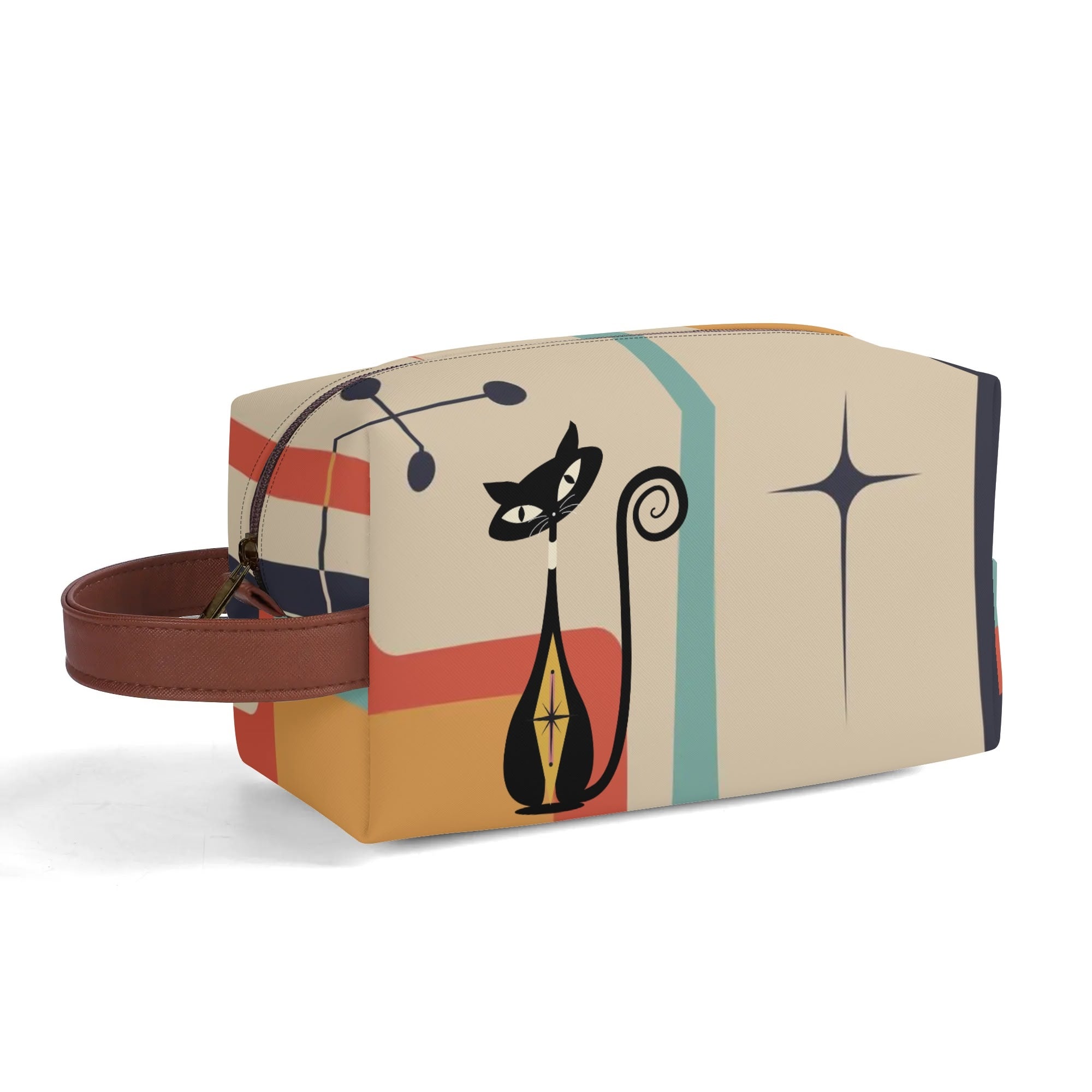 Atomic Kitty Travel Bag, Toiletry Bag, Kitschy Mod Style - Mid Century Modern Gal