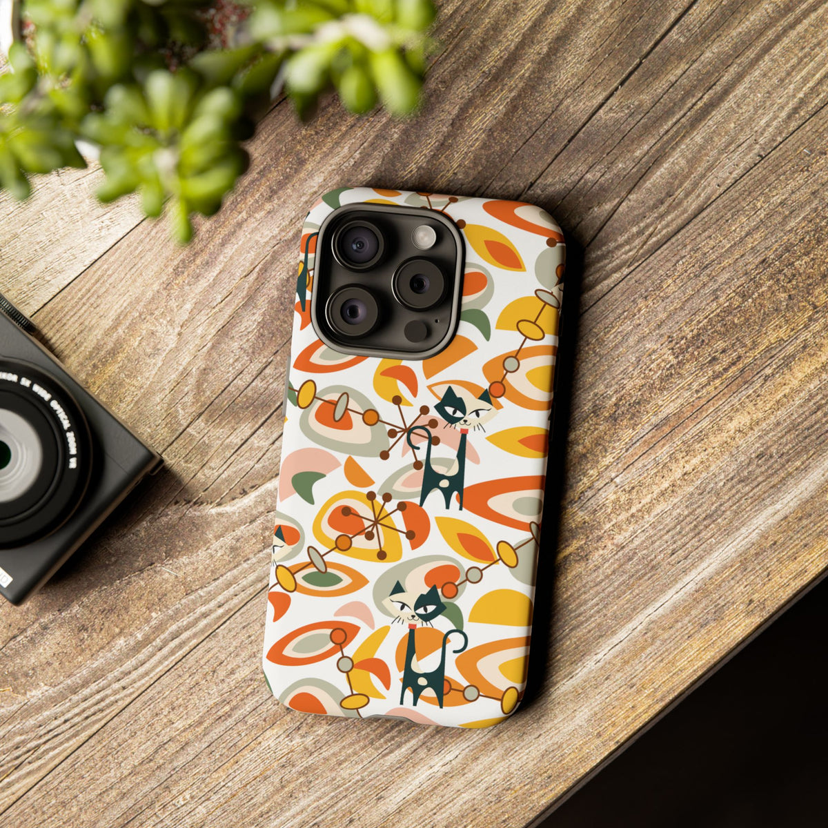 Atomic Cat Mid Mod Orange, Yellow, Groovy Cat Smart Phone Tough Cases