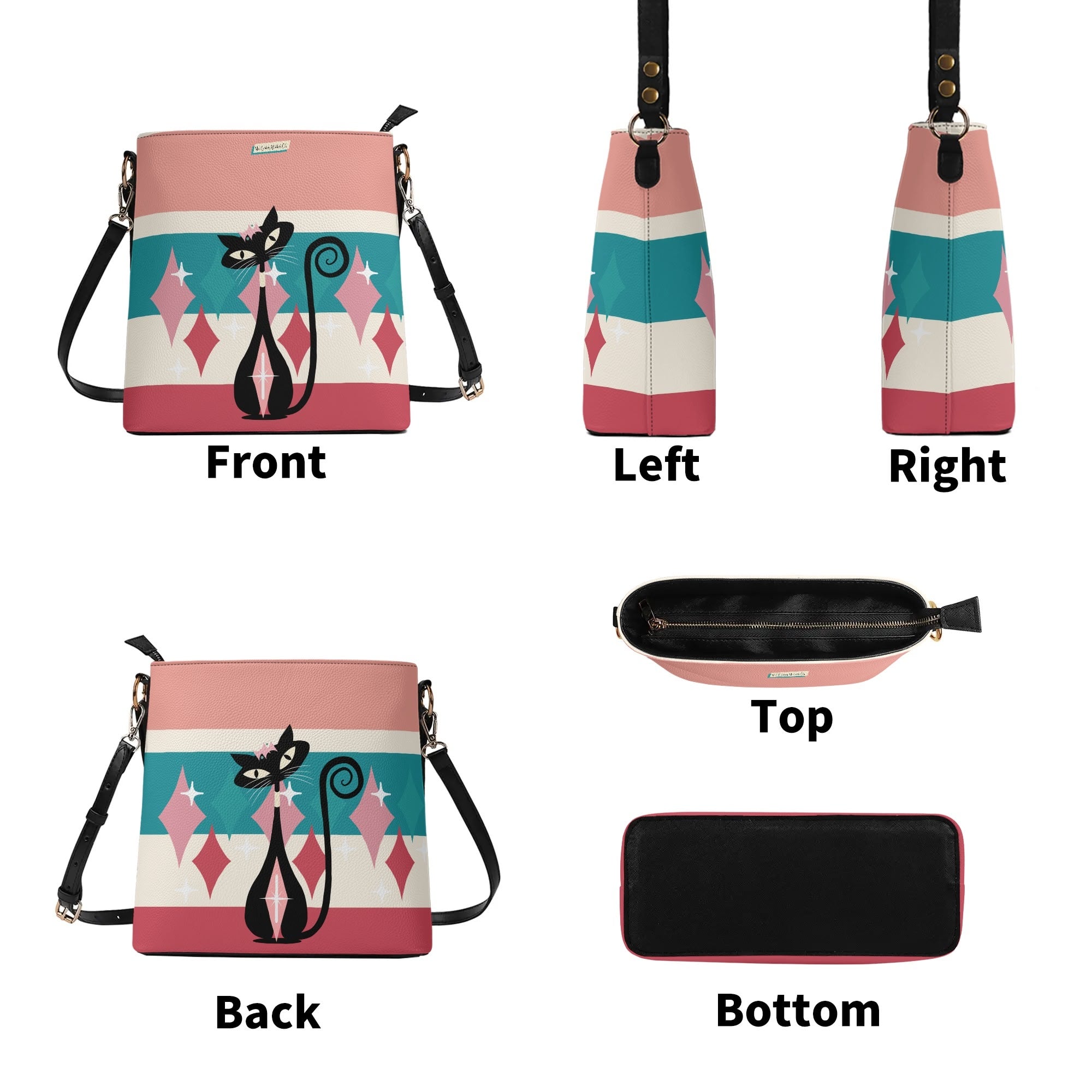 Atomic Cat Mid Mod Trendy Fashionable Shoulder Bag - Mid Century Modern Gal