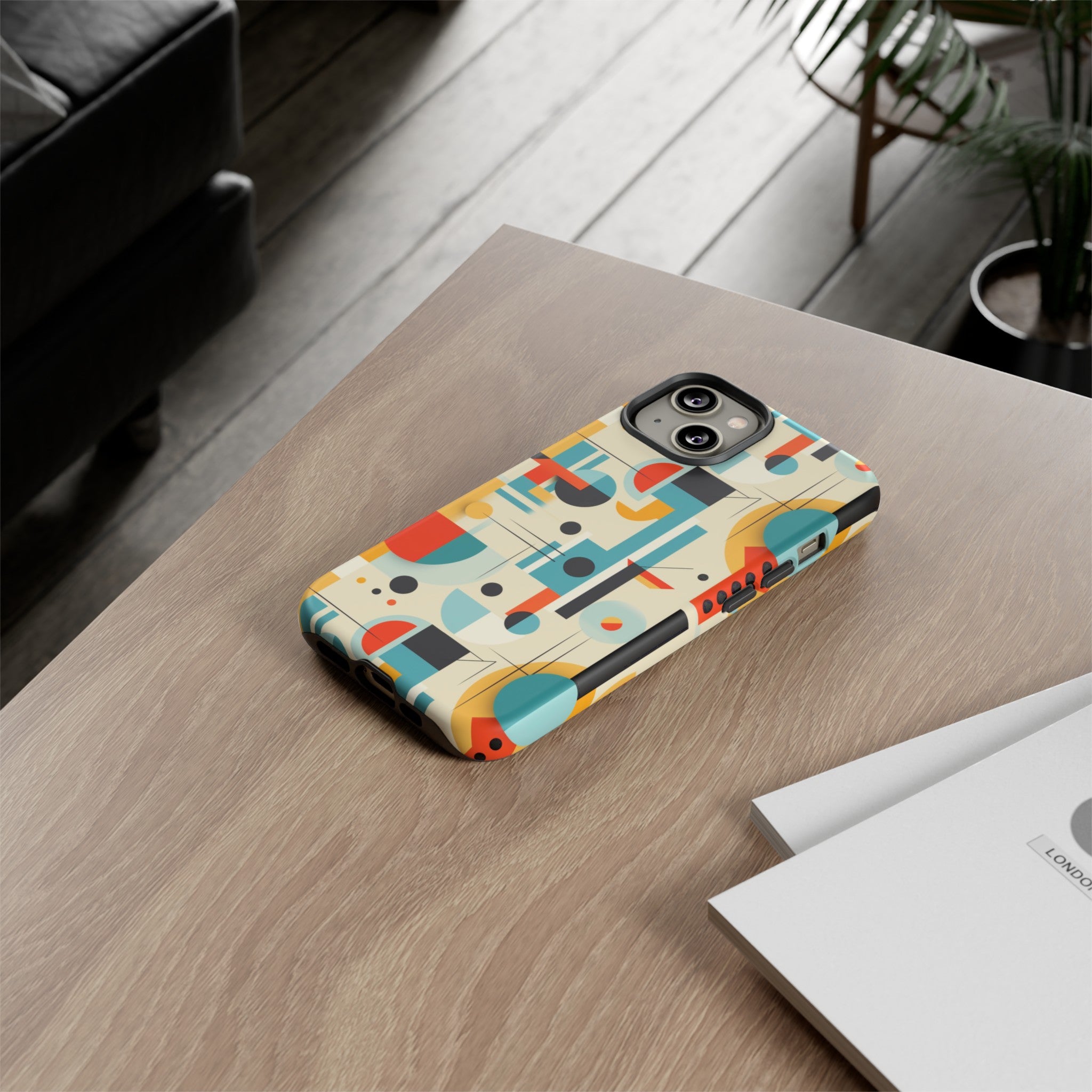 Bauhaus Designed Mid Mod Geometric Groovy Smart Phone, iPhone, Samsung Compatible Tough Cases - Mid Century Modern Gal