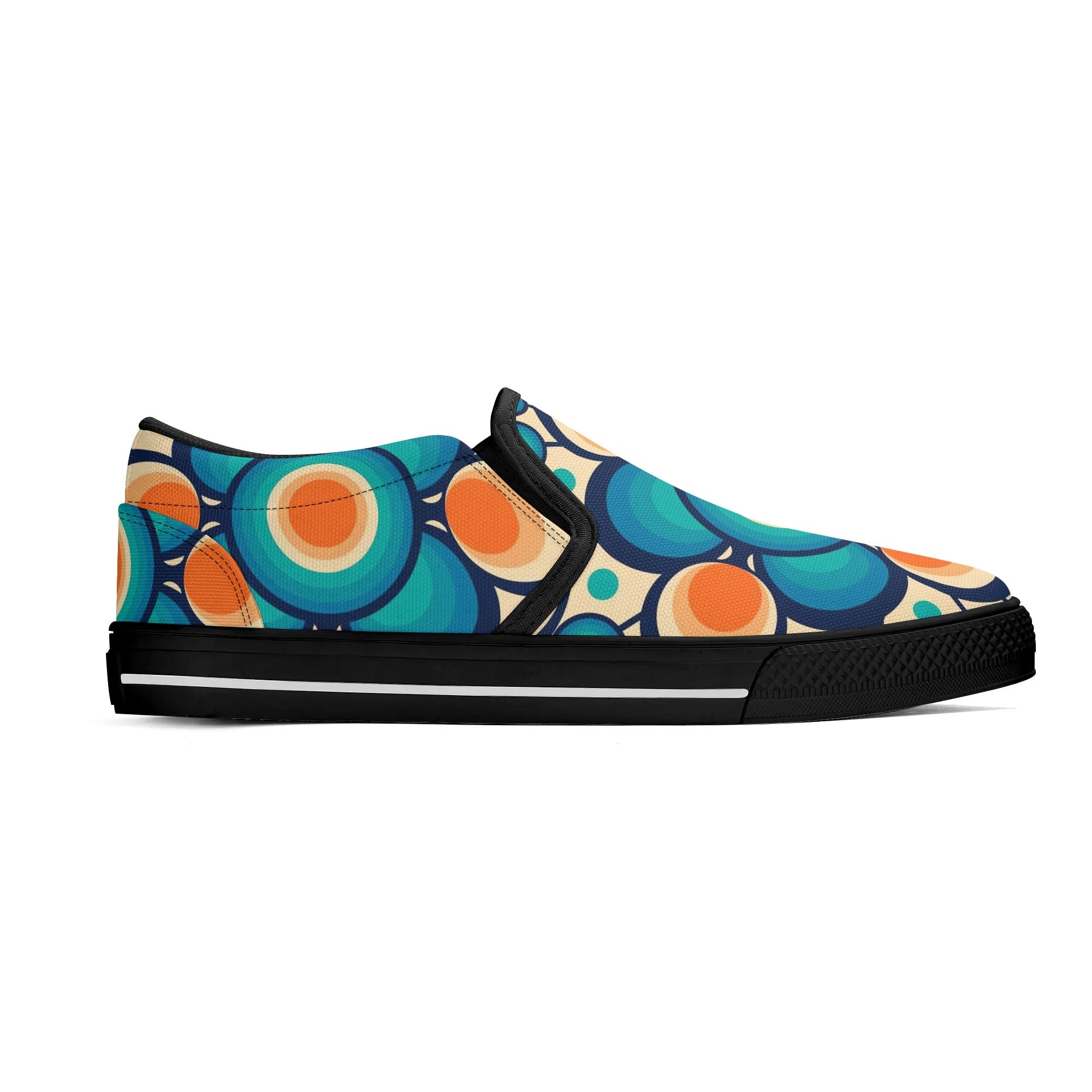Retro Groovy Mod Canvas Loafer Shoes, Orange, Blue, Im Not Old, Im Mid Century Modern - Mid Century Modern Gal