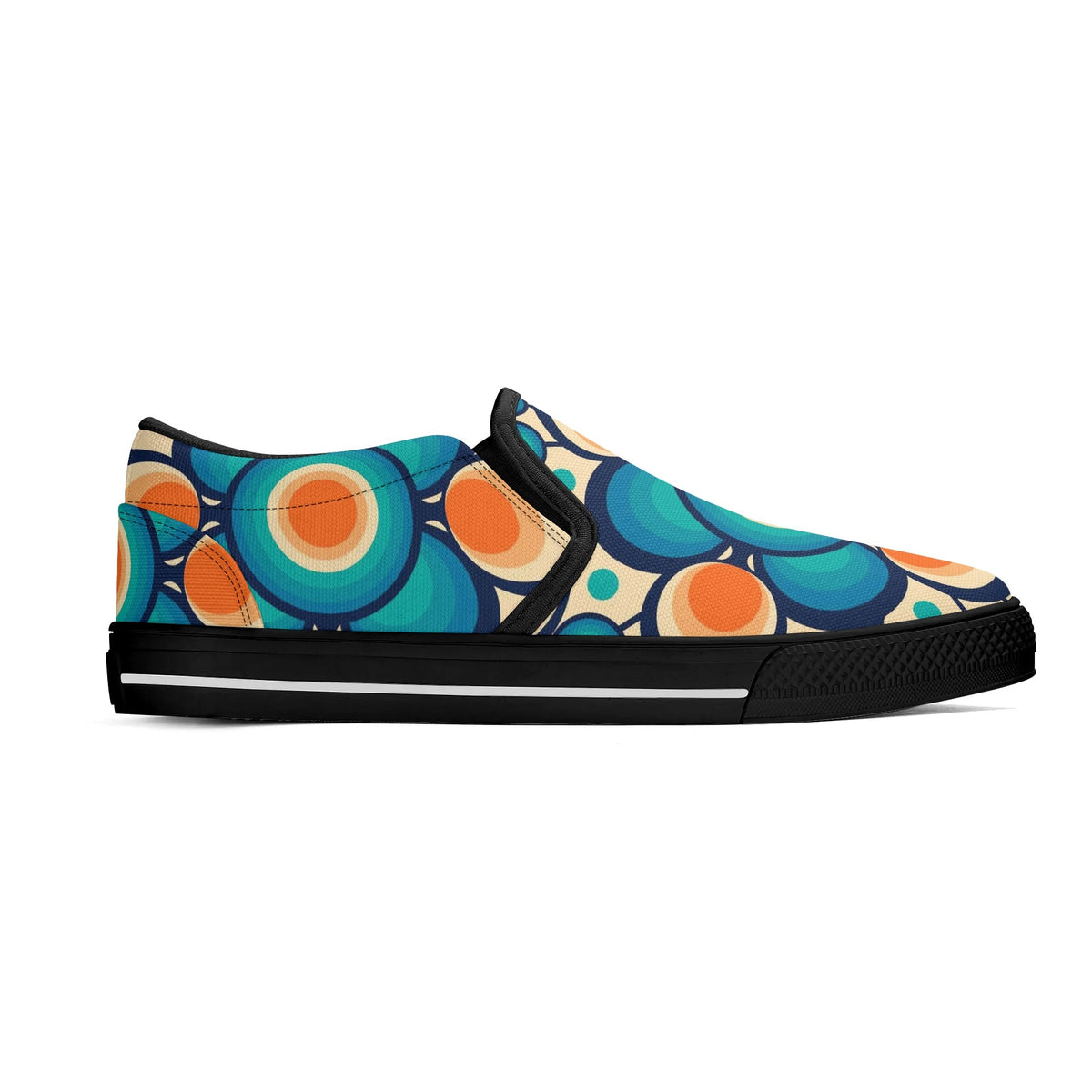 Retro Groovy Mod Canvas Loafer Shoes, Orange, Blue, Im Not Old, Im Mid Century Modern - Mid Century Modern Gal