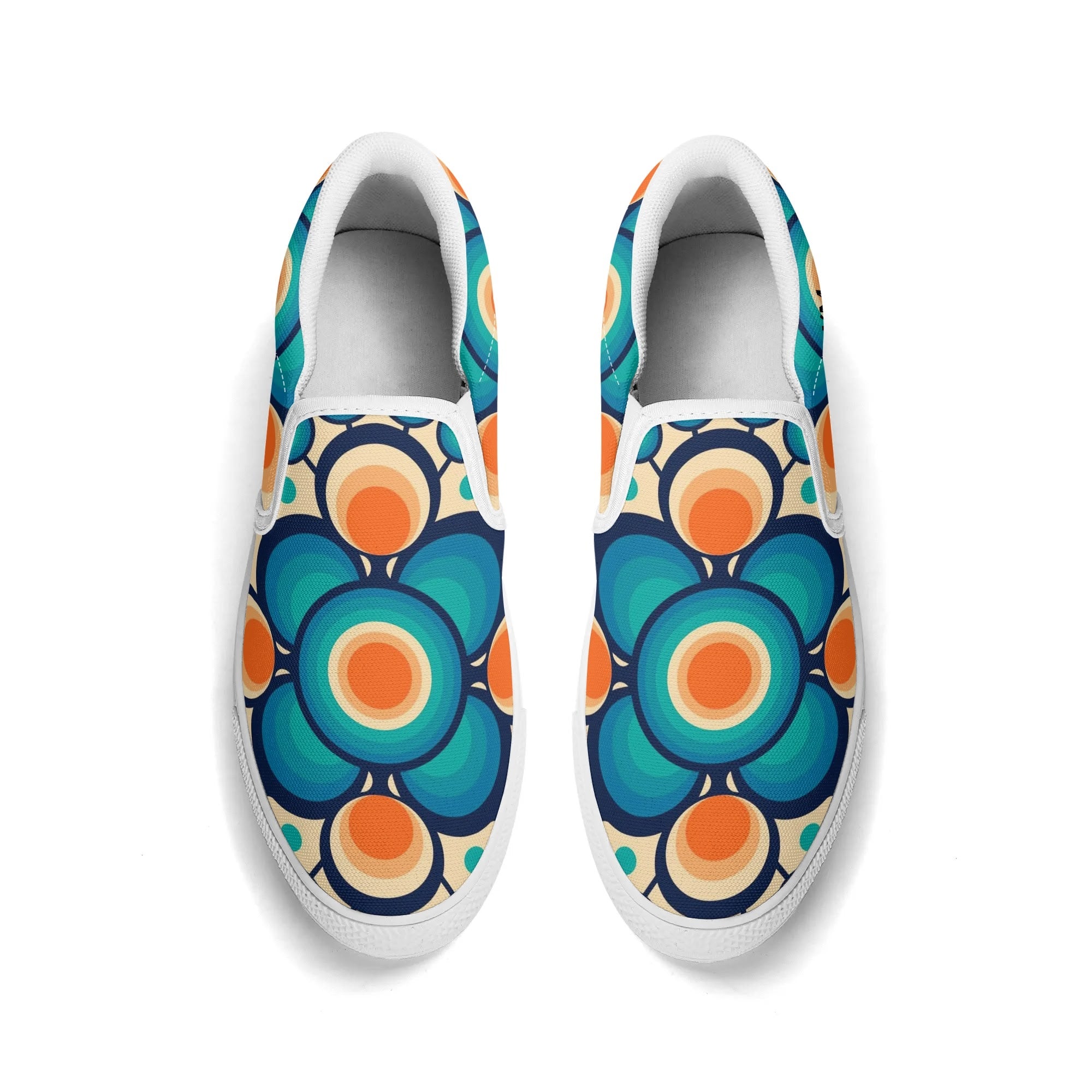 Retro Groovy Mod Canvas Loafer Shoes, Orange, Blue, Im Not Old, Im Mid Century Modern - Mid Century Modern Gal