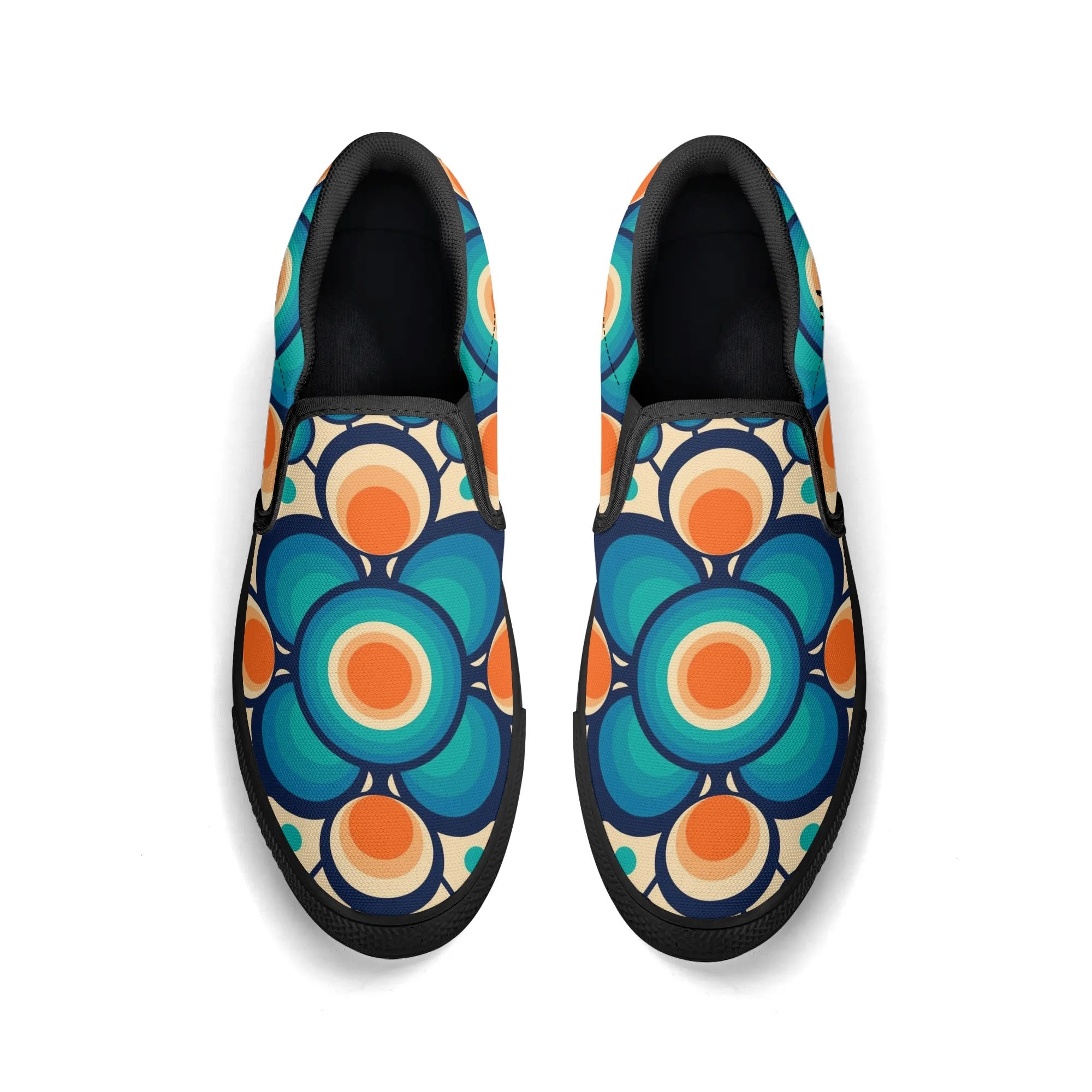 Retro Groovy Mod Canvas Loafer Shoes, Orange, Blue, Im Not Old, Im Mid Century Modern - Mid Century Modern Gal