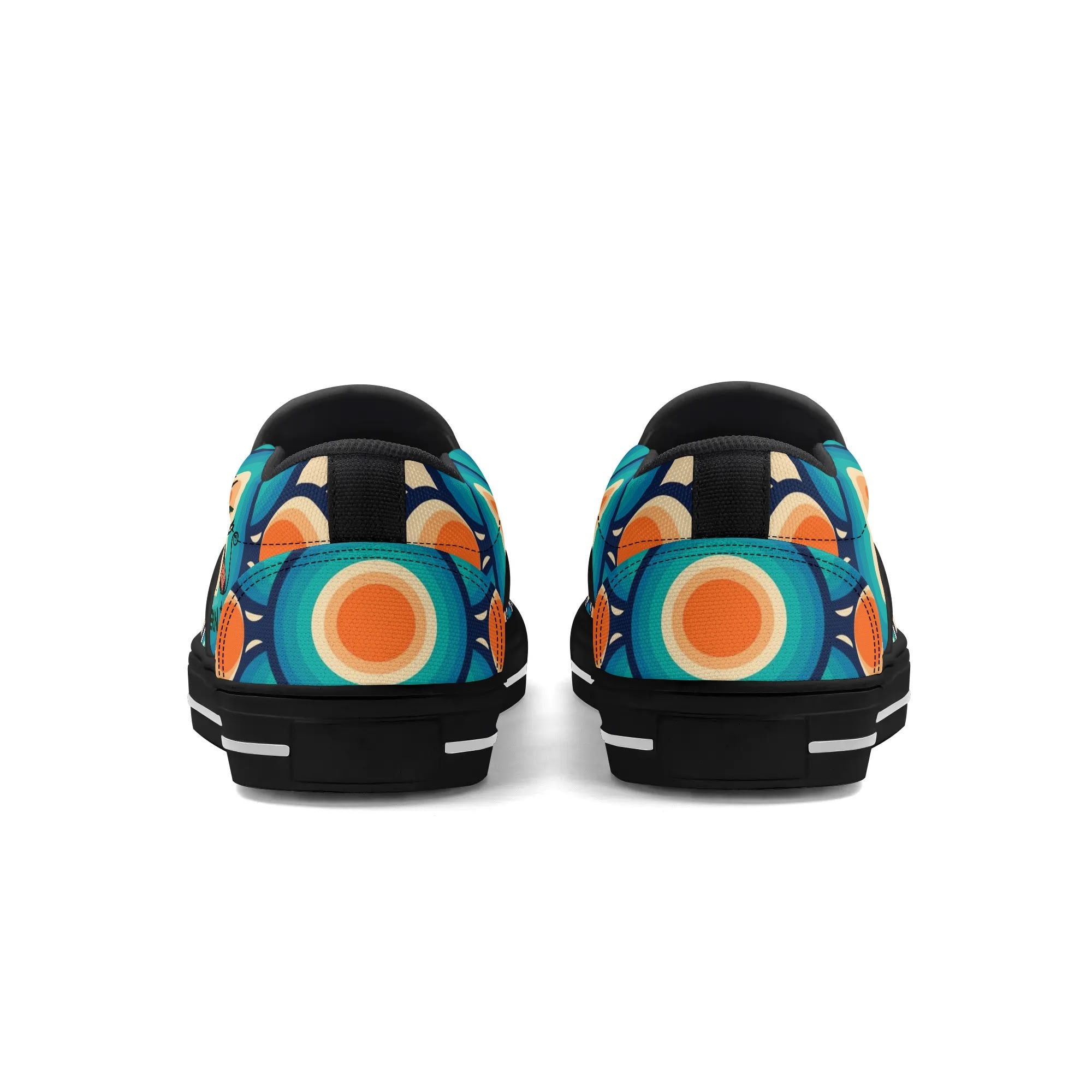 Retro Groovy Mod Canvas Loafer Shoes, Orange, Blue, Im Not Old, Im Mid Century Modern - Mid Century Modern Gal