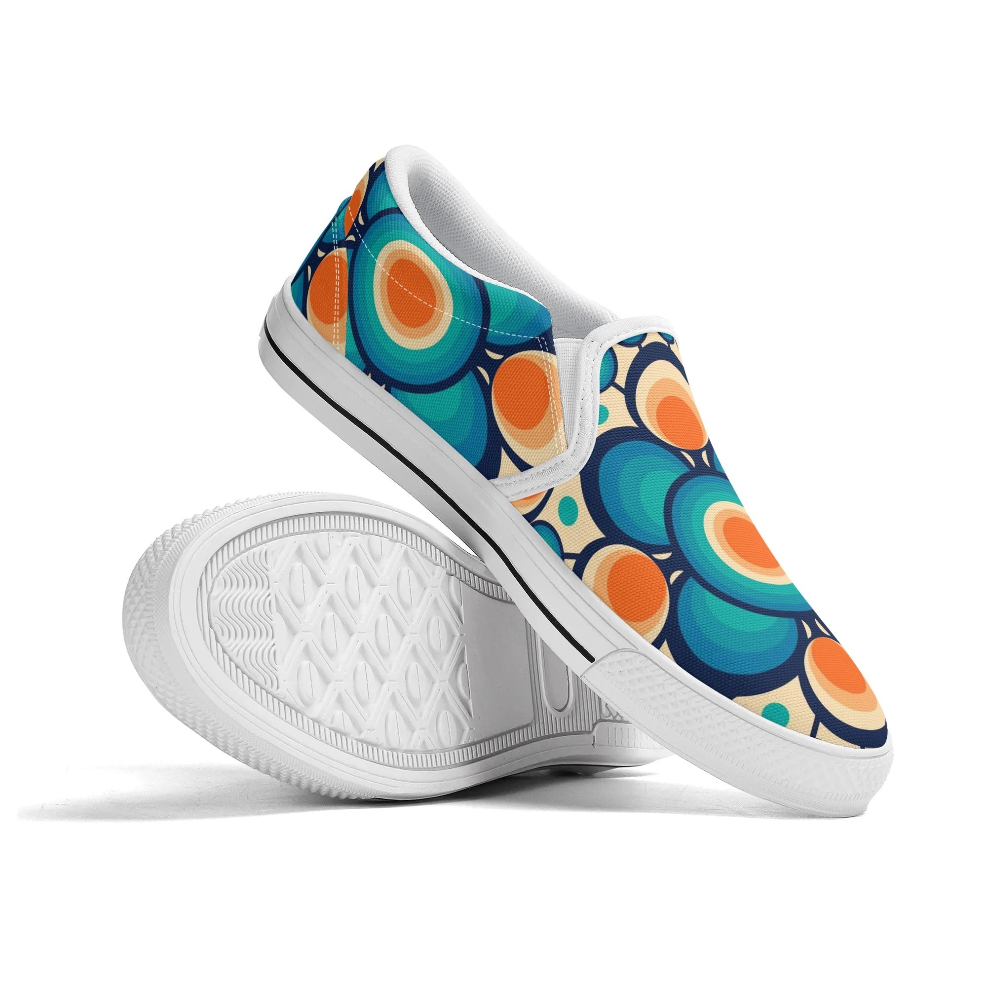 Retro Groovy Mod Canvas Loafer Shoes, Orange, Blue, Im Not Old, Im Mid Century Modern - Mid Century Modern Gal