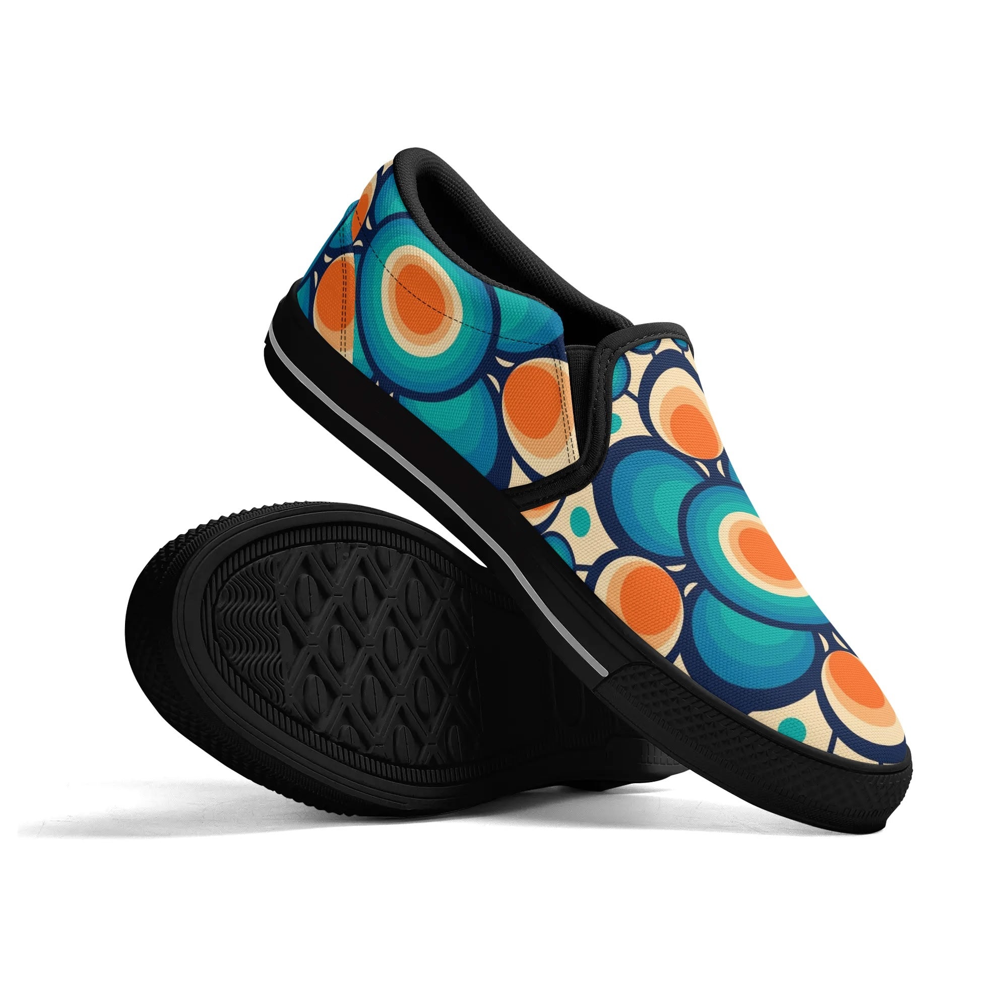 Retro Groovy Mod Canvas Loafer Shoes, Orange, Blue, Im Not Old, Im Mid Century Modern - Mid Century Modern Gal