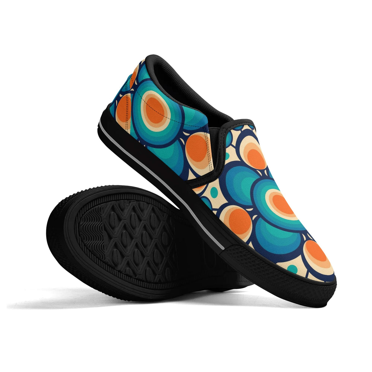 Retro Groovy Mod Canvas Loafer Shoes, Orange, Blue, Im Not Old, Im Mid Century Modern - Mid Century Modern Gal