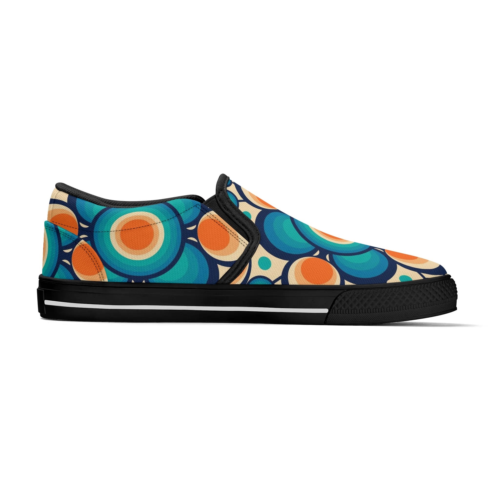 Retro Groovy Mod Canvas Loafer Shoes, Orange, Blue, Im Not Old, Im Mid Century Modern - Mid Century Modern Gal