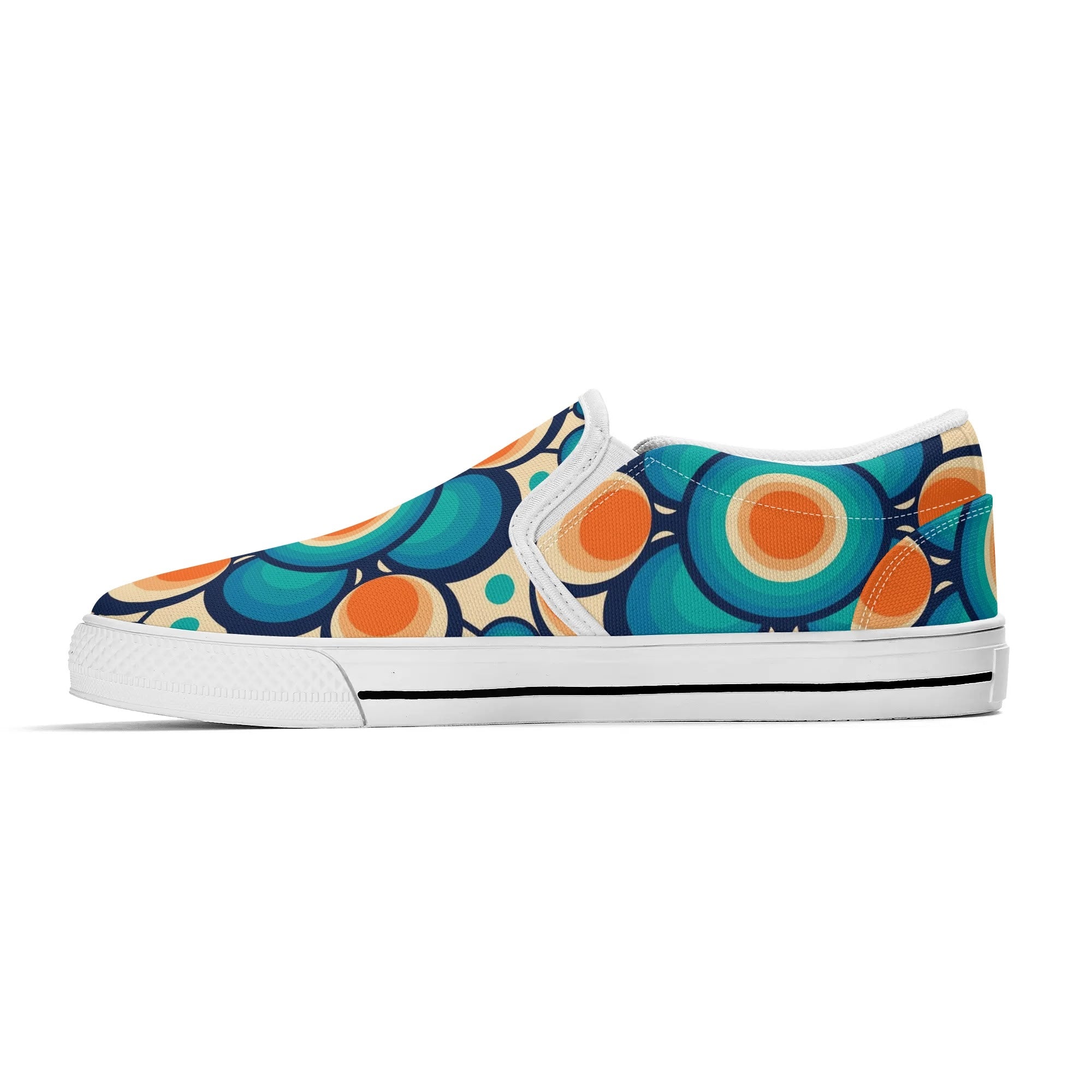 Retro Groovy Mod Canvas Loafer Shoes, Orange, Blue, Im Not Old, Im Mid Century Modern - Mid Century Modern Gal