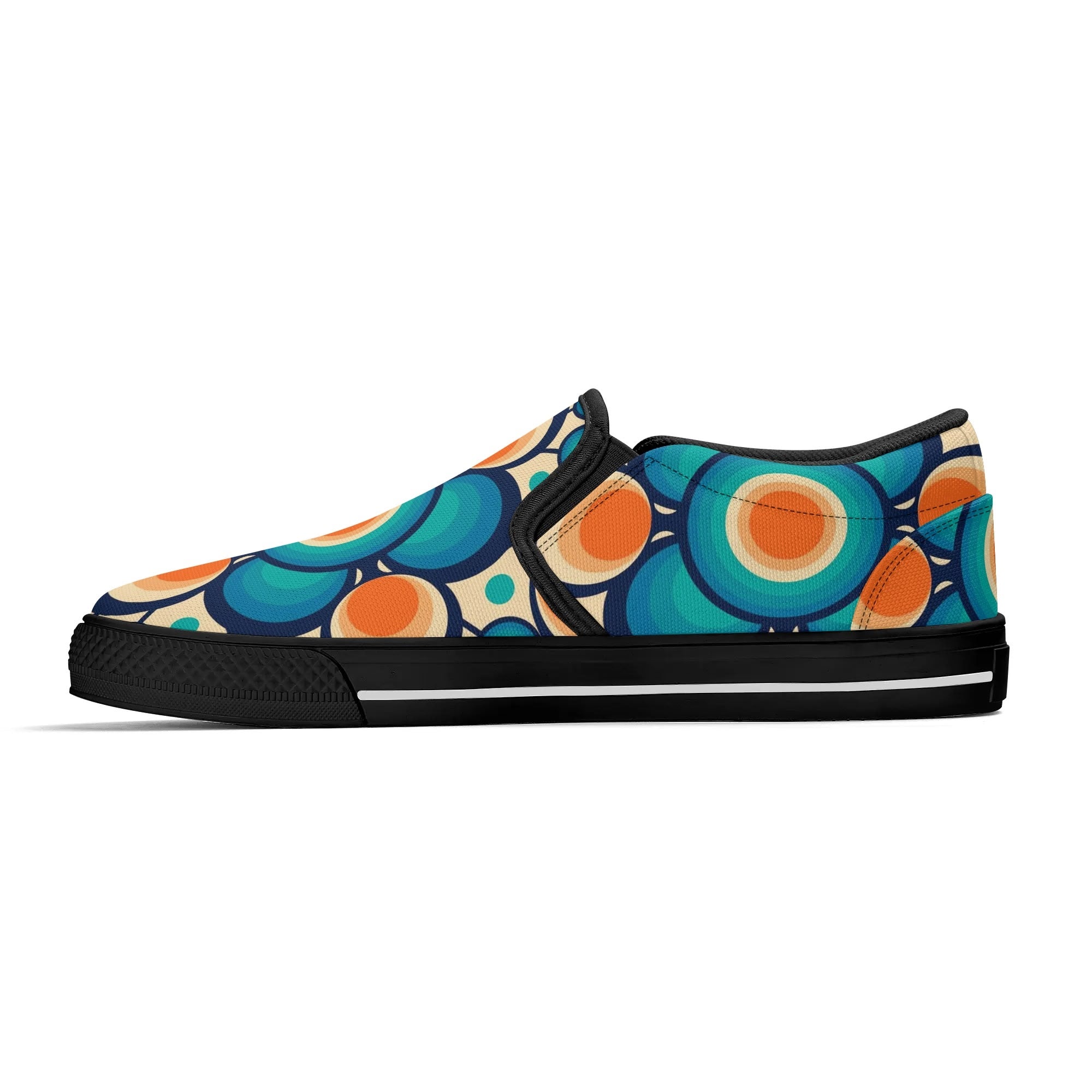 Retro Groovy Mod Canvas Loafer Shoes, Orange, Blue, Im Not Old, Im Mid Century Modern - Mid Century Modern Gal