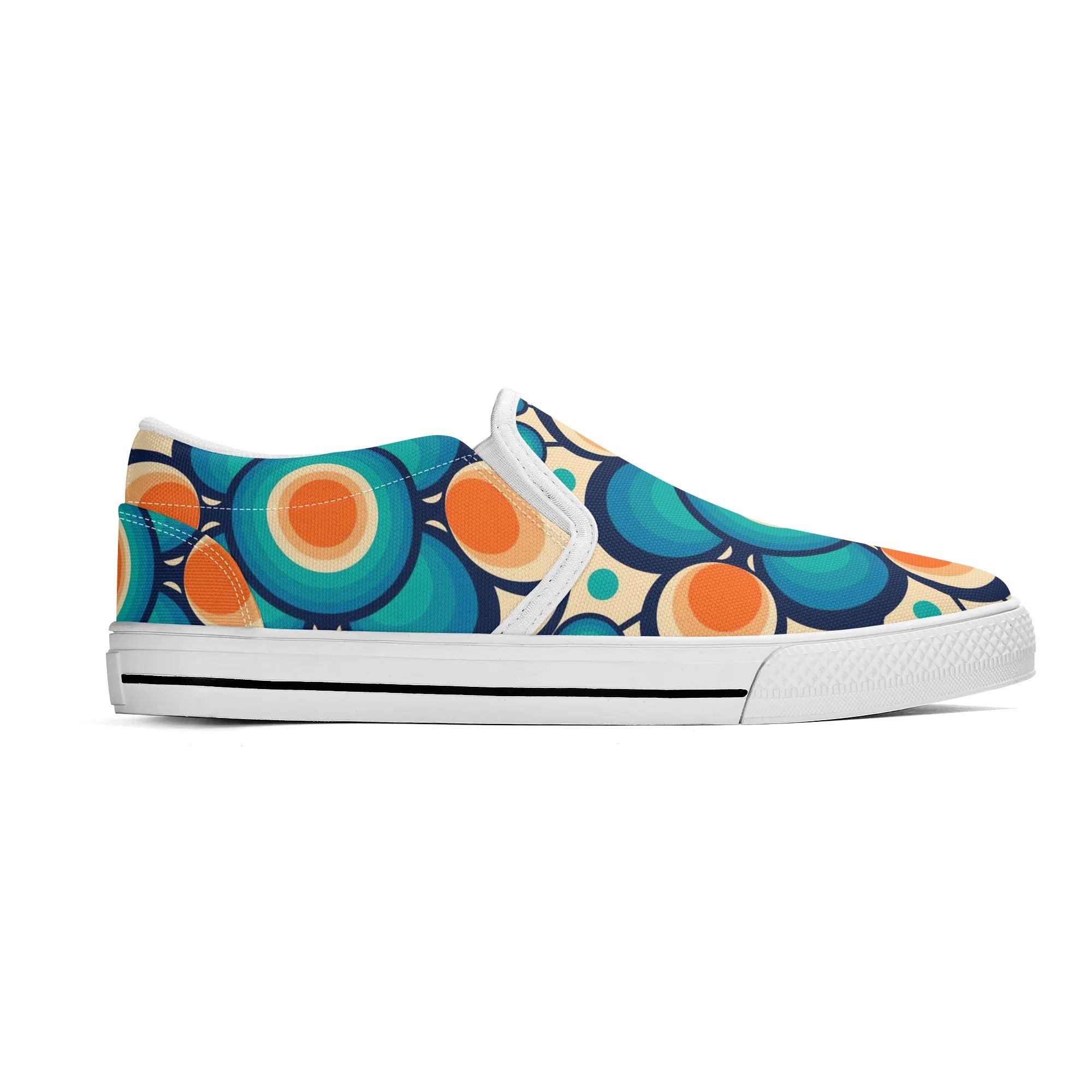Retro Groovy Mod Canvas Loafer Shoes, Orange, Blue, Im Not Old, Im Mid Century Modern - Mid Century Modern Gal