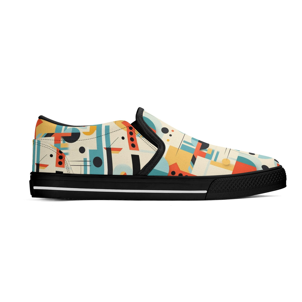 Mid Century Mens Canvas Loafers, Bauhaus Designed, Kitschy Fun Modern Man Shoes - Mid Century Modern Gal