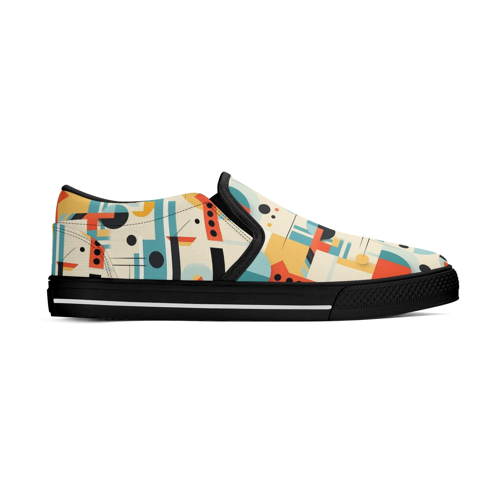 Mid Century Mens Canvas Loafers, Bauhaus Designed, Kitschy Fun Modern Man Shoes - Mid Century Modern Gal