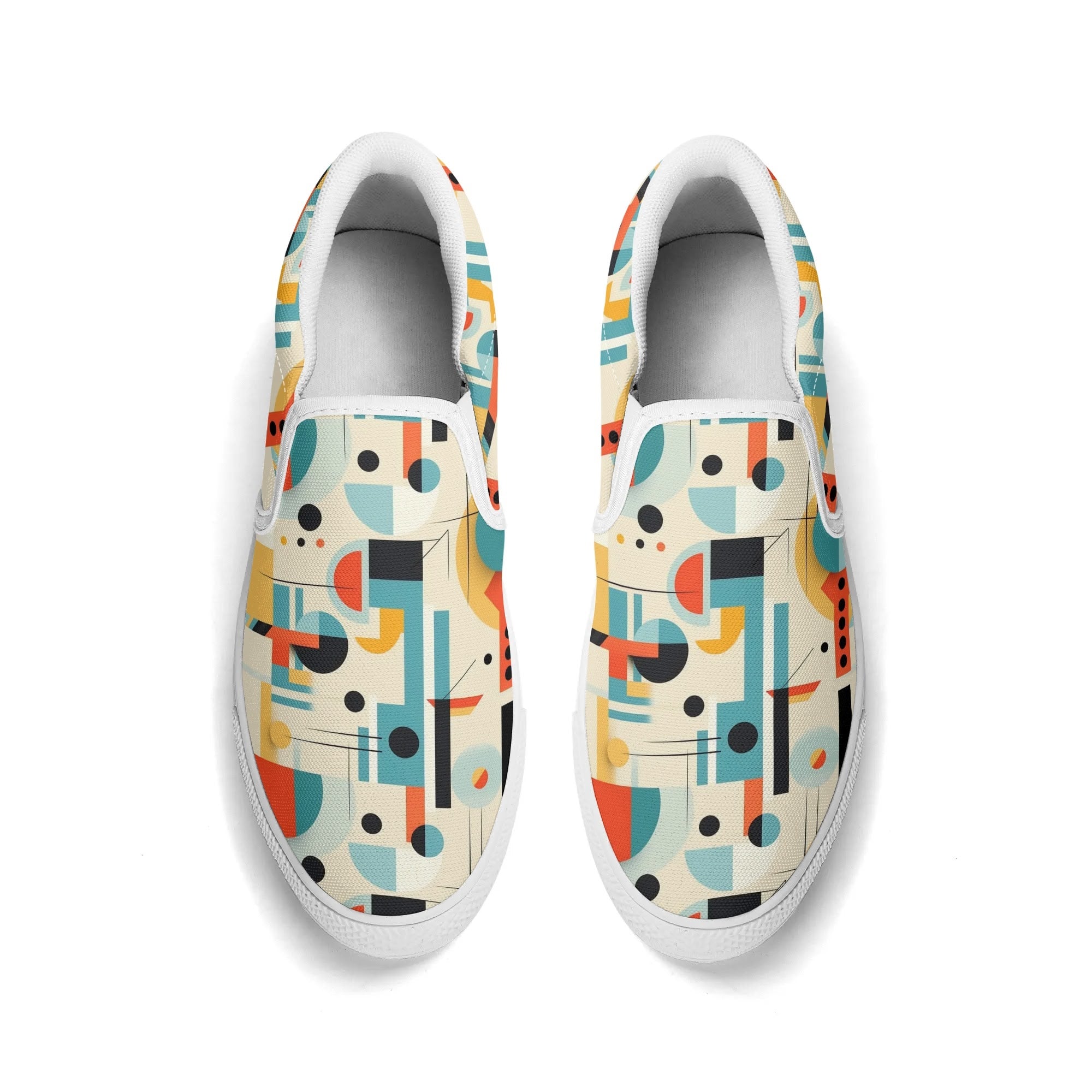 Mid Century Mens Canvas Loafers, Bauhaus Designed, Kitschy Fun Modern Man Shoes - Mid Century Modern Gal