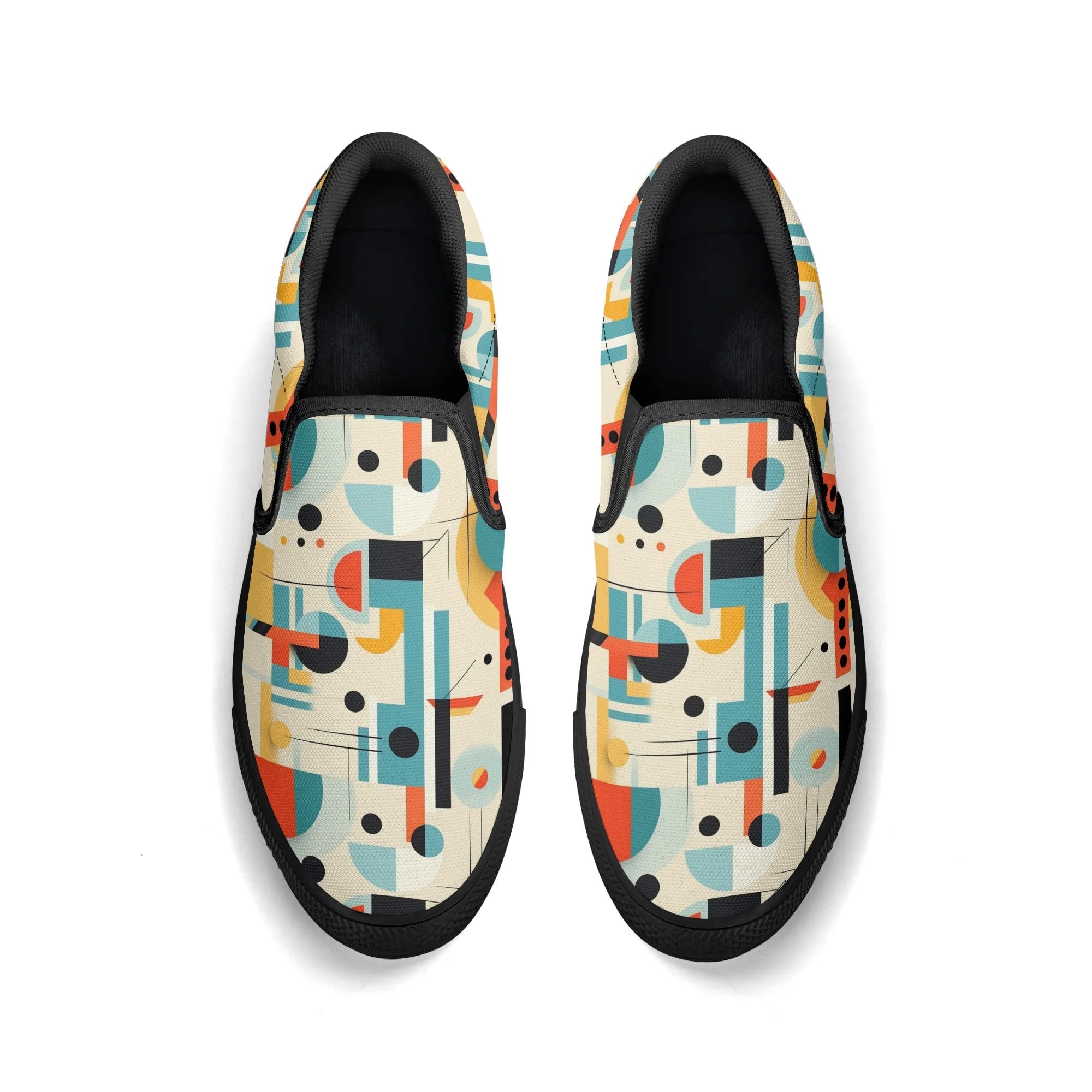 Mid Century Mens Canvas Loafers, Bauhaus Designed, Kitschy Fun Modern Man Shoes - Mid Century Modern Gal