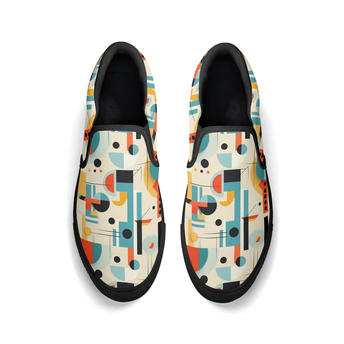 Mid Century Mens Canvas Loafers, Bauhaus Designed, Kitschy Fun Modern Man Shoes - Mid Century Modern Gal