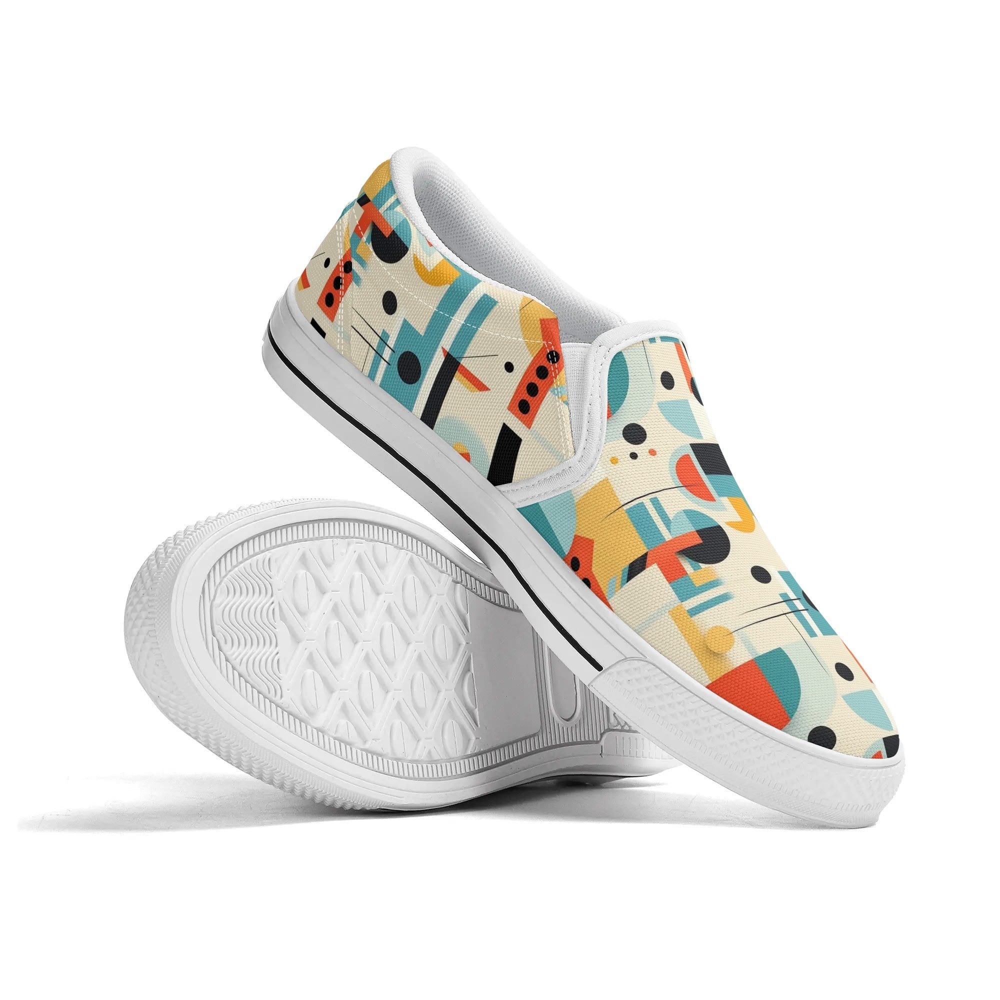 Mid Century Mens Canvas Loafers, Bauhaus Designed, Kitschy Fun Modern Man Shoes - Mid Century Modern Gal