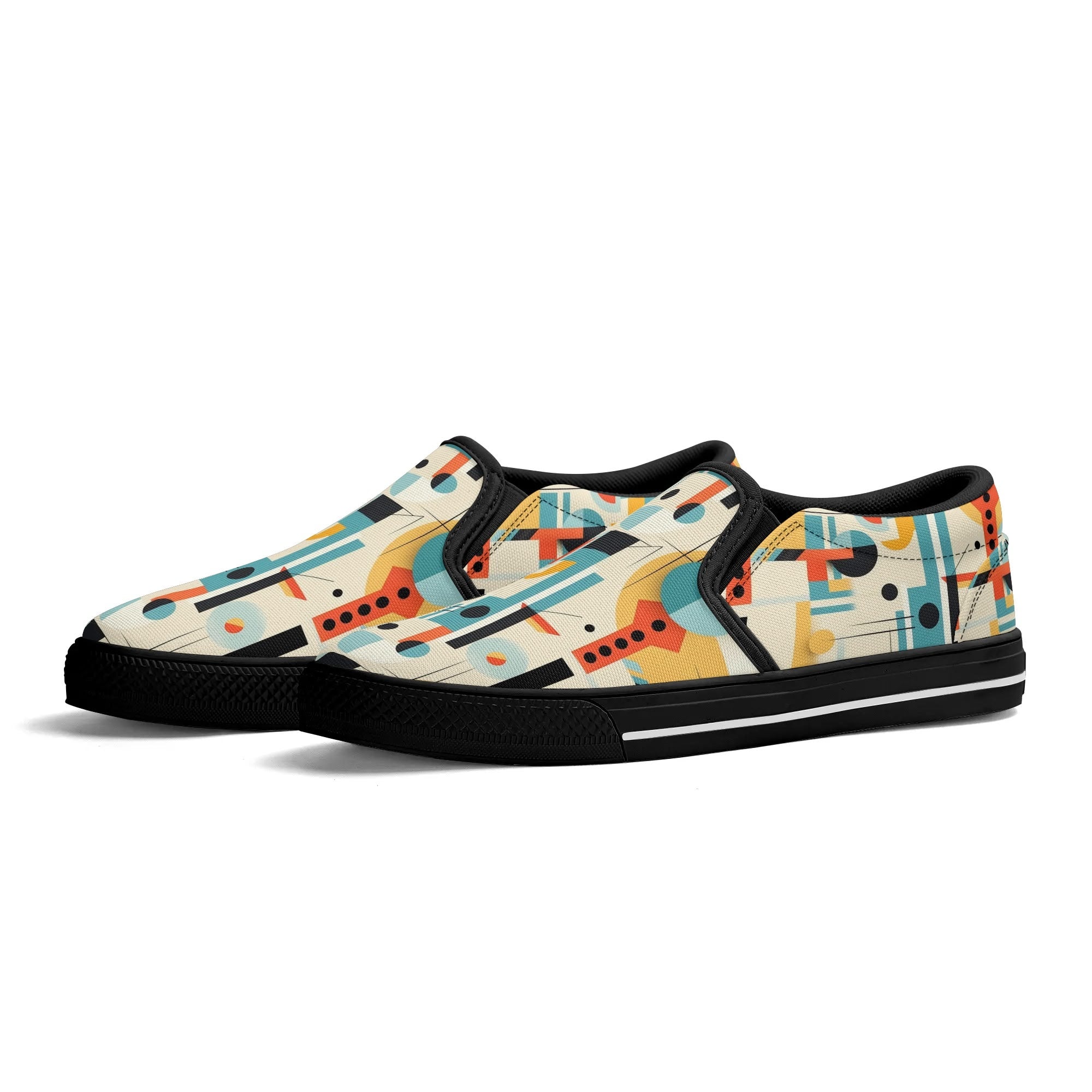 Mid Century Mens Canvas Loafers, Bauhaus Designed, Kitschy Fun Modern Man Shoes - Mid Century Modern Gal