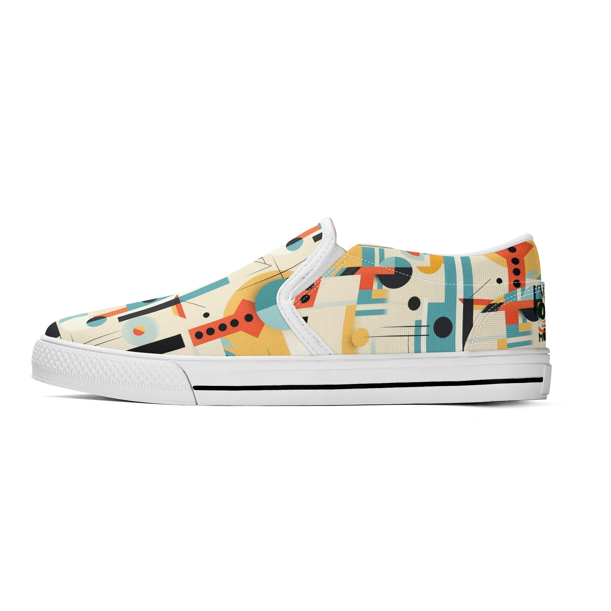 Mid Century Mens Canvas Loafers, Bauhaus Designed, Kitschy Fun Modern Man Shoes - Mid Century Modern Gal