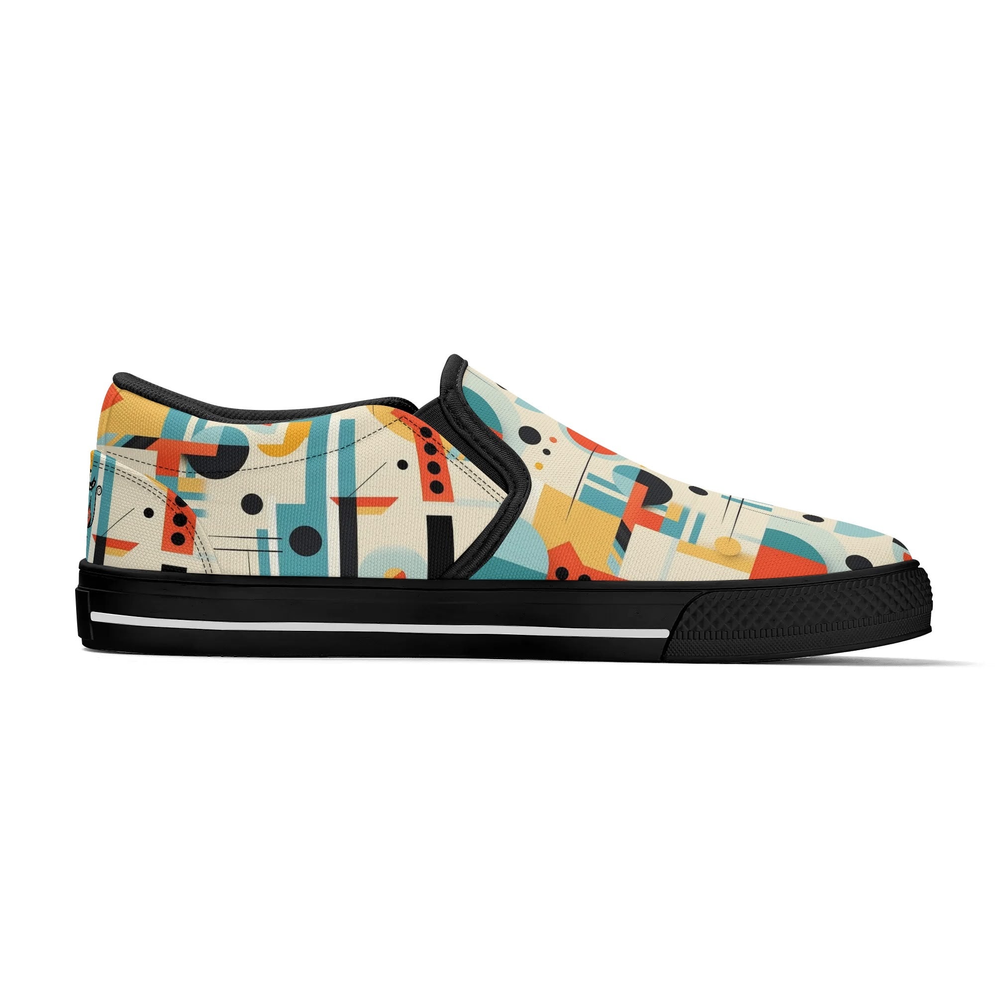 Mid Century Mens Canvas Loafers, Bauhaus Designed, Kitschy Fun Modern Man Shoes - Mid Century Modern Gal