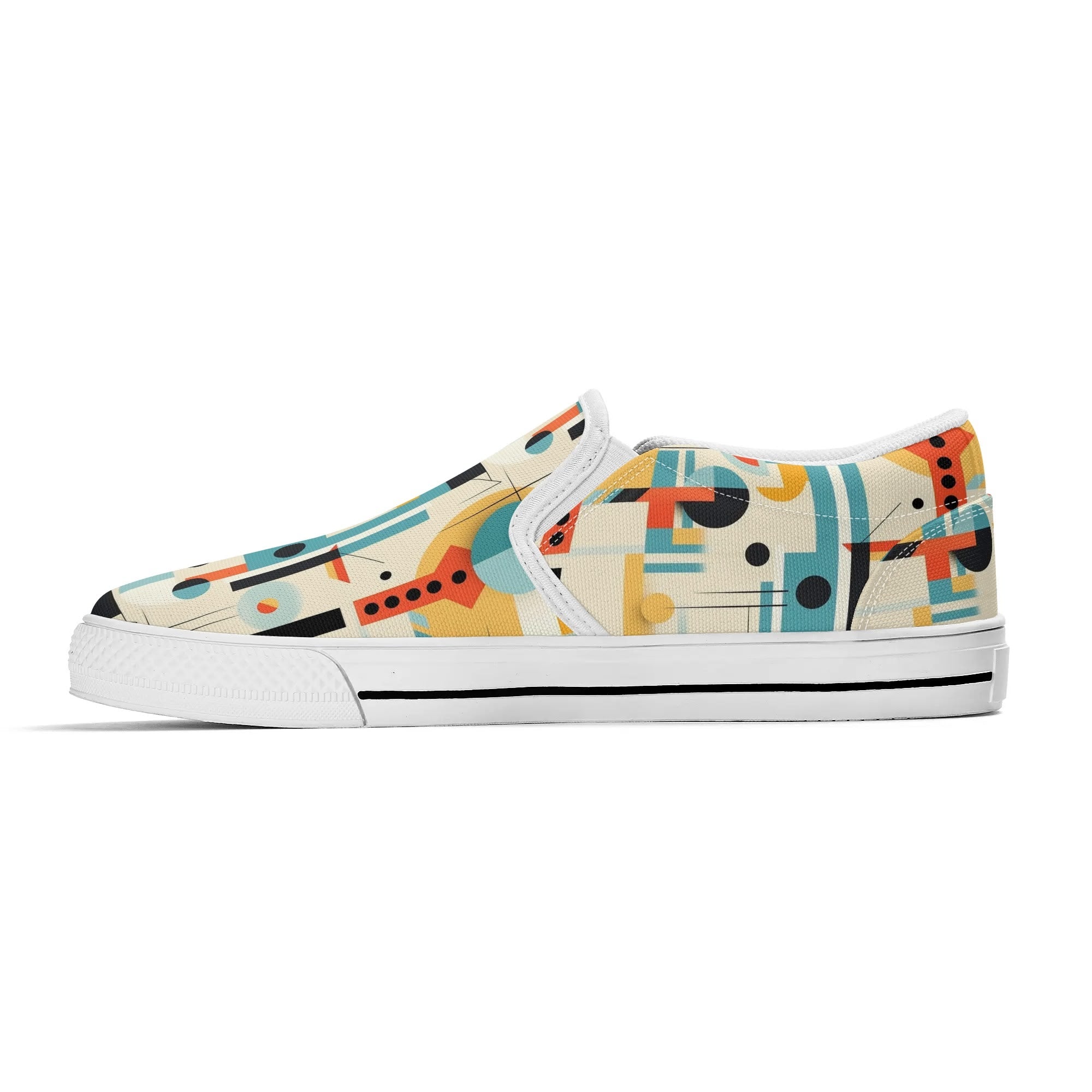 Mid Century Mens Canvas Loafers, Bauhaus Designed, Kitschy Fun Modern Man Shoes - Mid Century Modern Gal