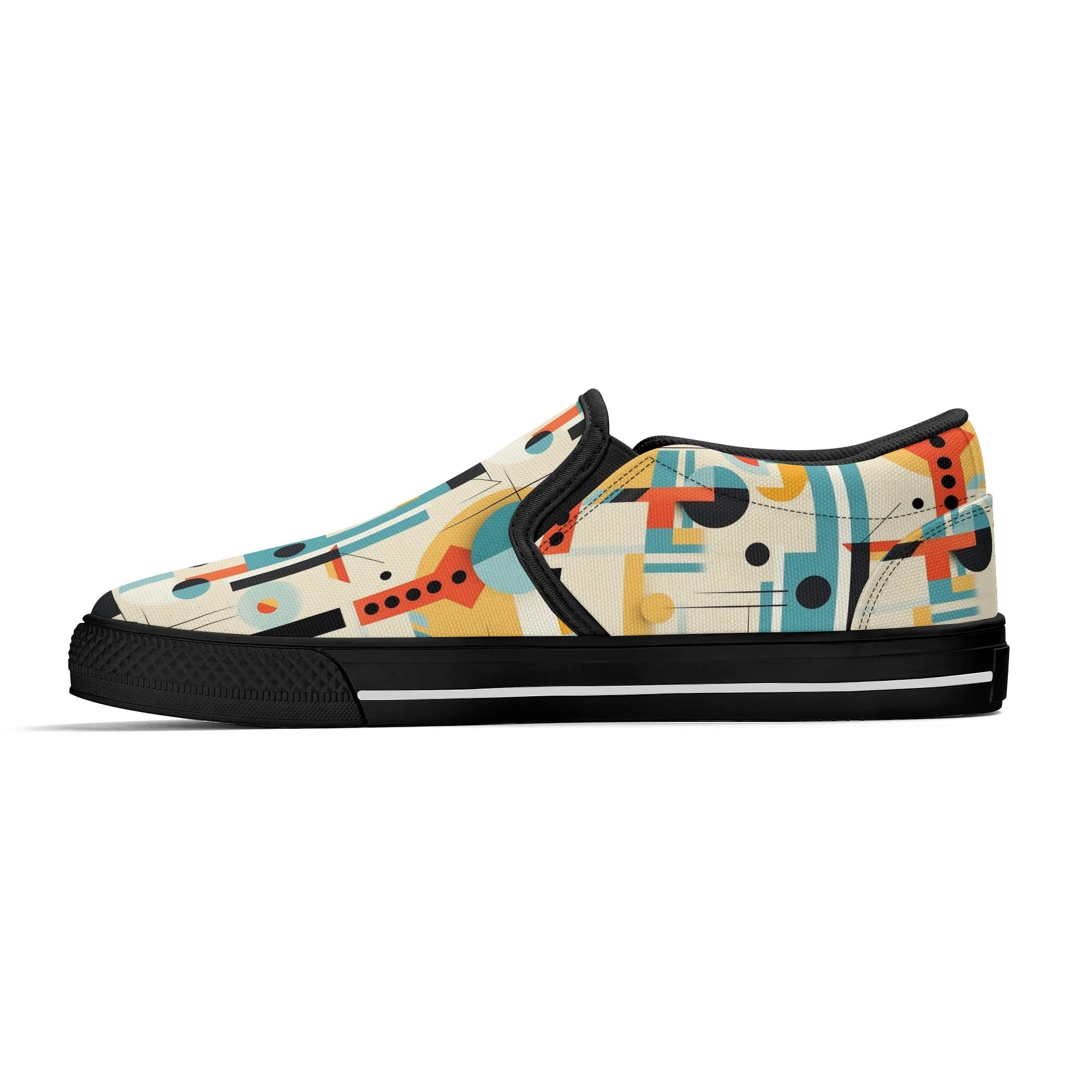 Mid Century Mens Canvas Loafers, Bauhaus Designed, Kitschy Fun Modern Man Shoes - Mid Century Modern Gal