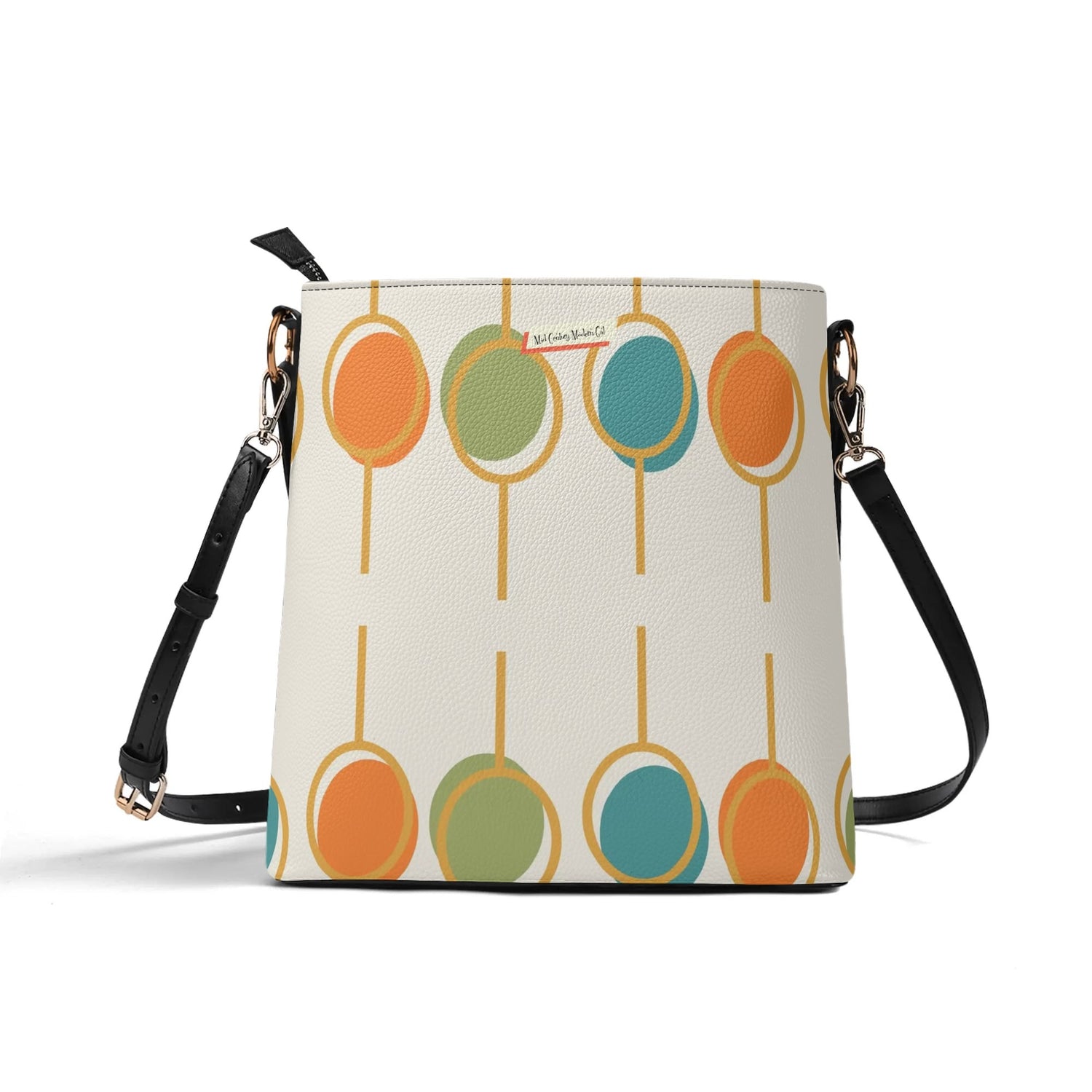 60s Mid Mod Shoulder Bag, Bucket Bag, Hippie Chick Funky Purse - Mid Century Modern Gal