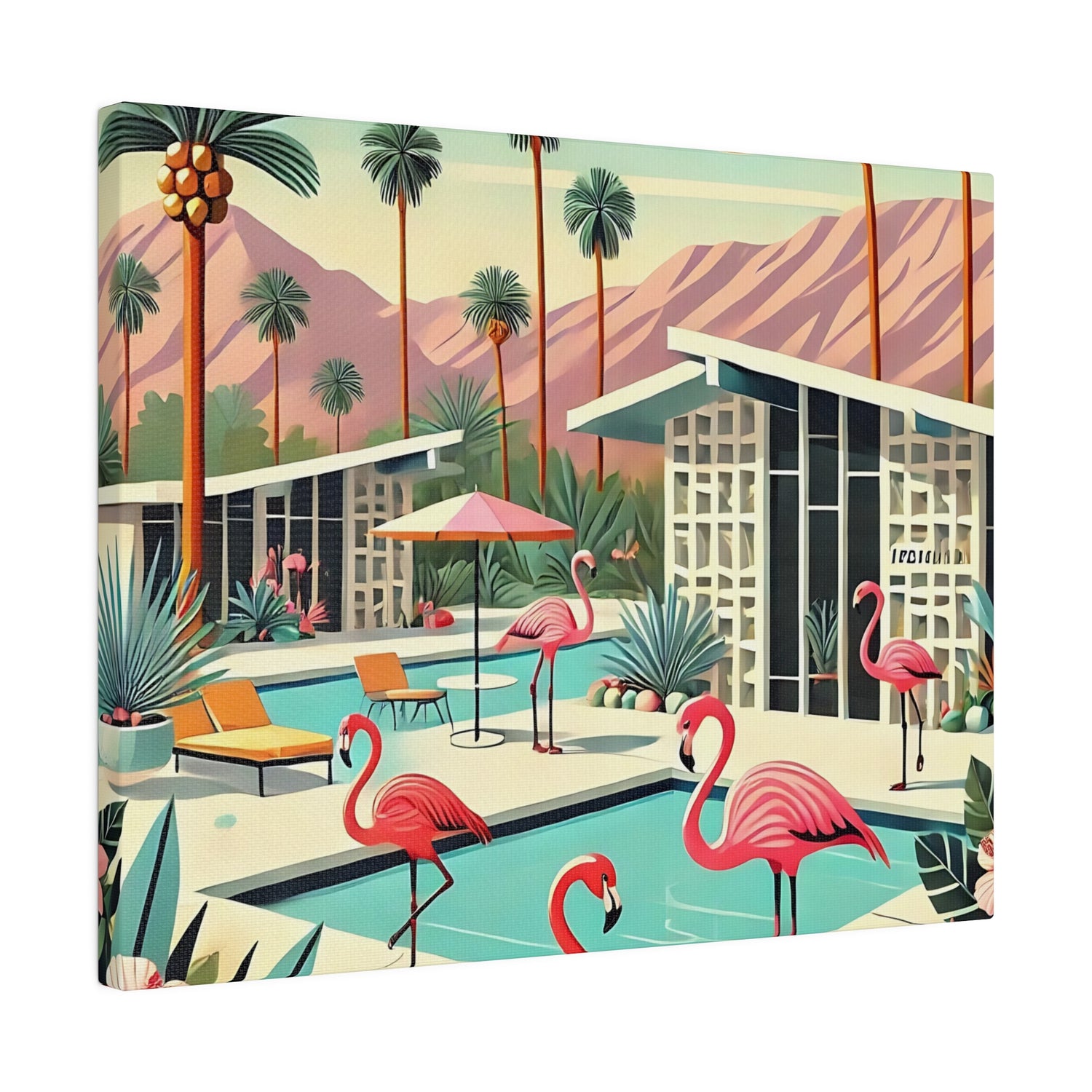 50s Mid Century Modern Wall Art, Palm Springs Flamingo Breeze Block MCM Art - Mid Century Modern Gal