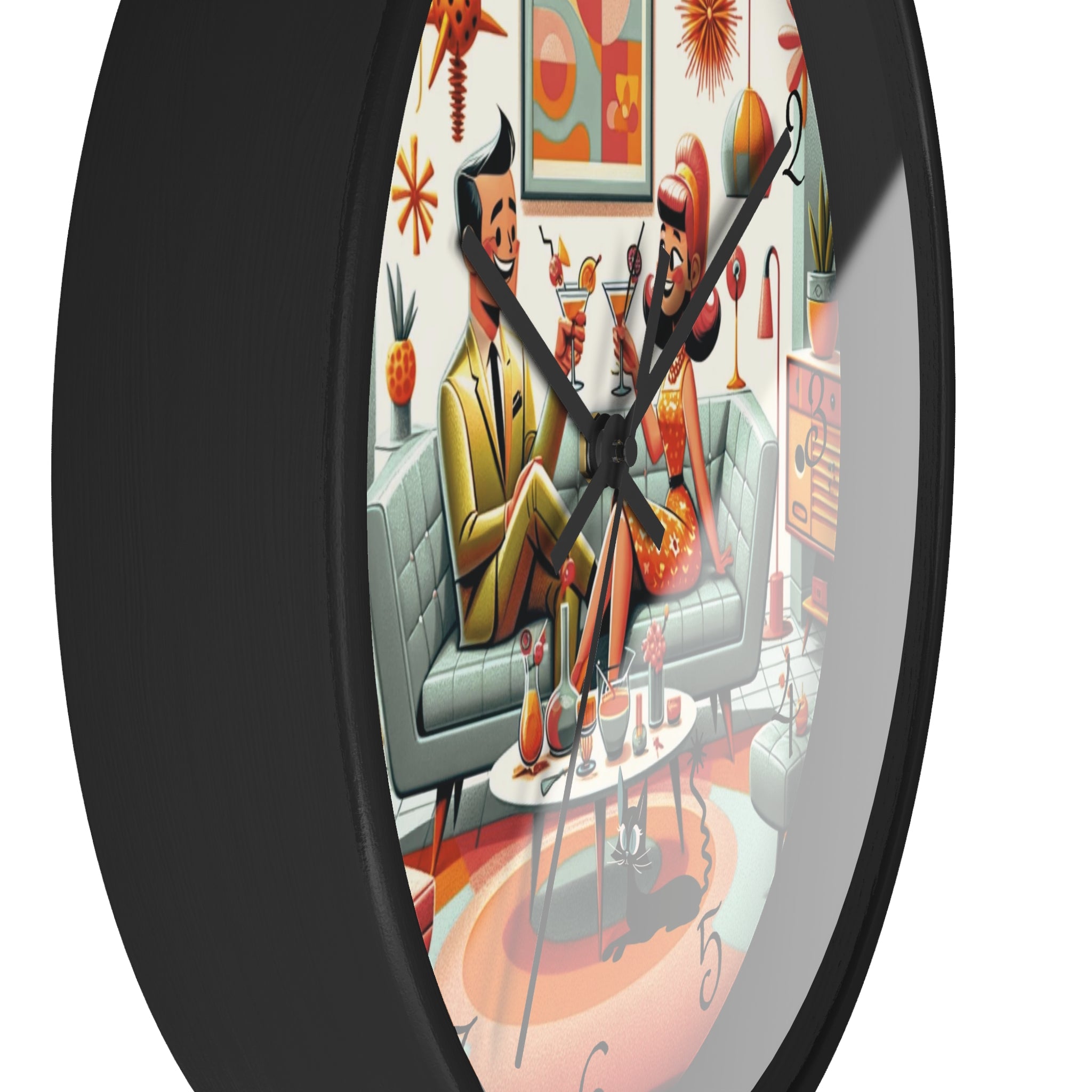Mid Century Modern Kitschy Quirky Mod Couple, Fun Retro Wall Clock - Mid Century Modern Gal