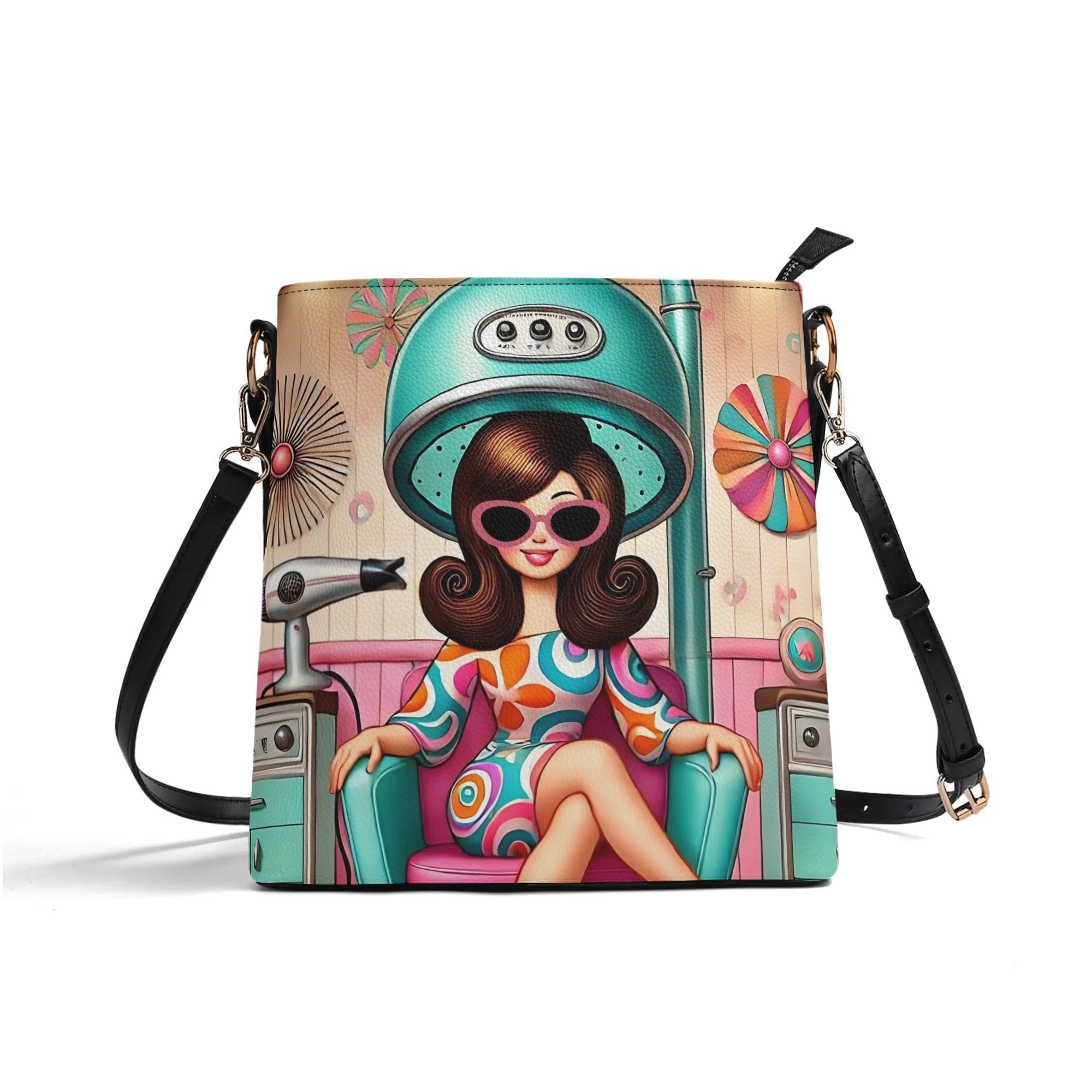 Kitschy Cute Hairdresser Aqua Net Designed, 80s Retro Hairdresser Bag - Mid Century Modern Gal