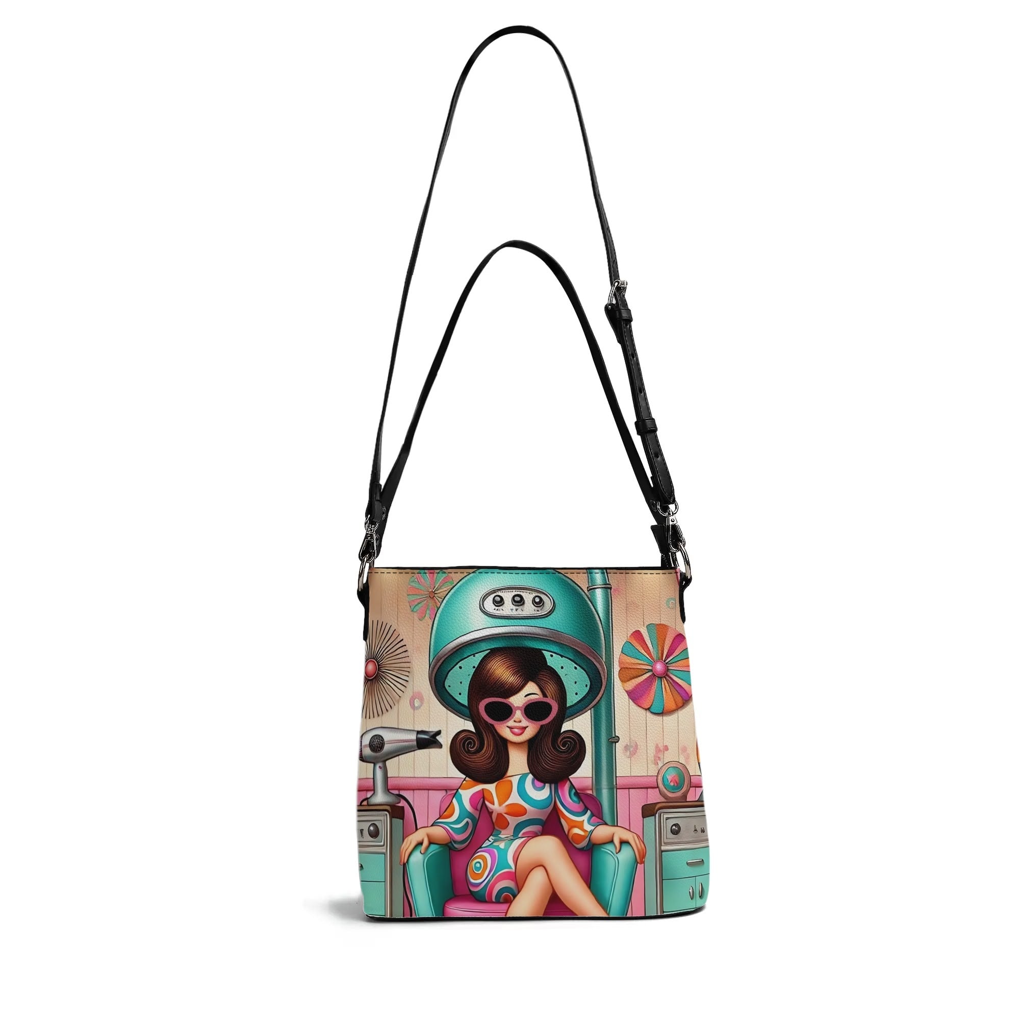 Kitschy Cute Hairdresser Aqua Net Designed, 80s Retro Hairdresser Bag - Mid Century Modern Gal