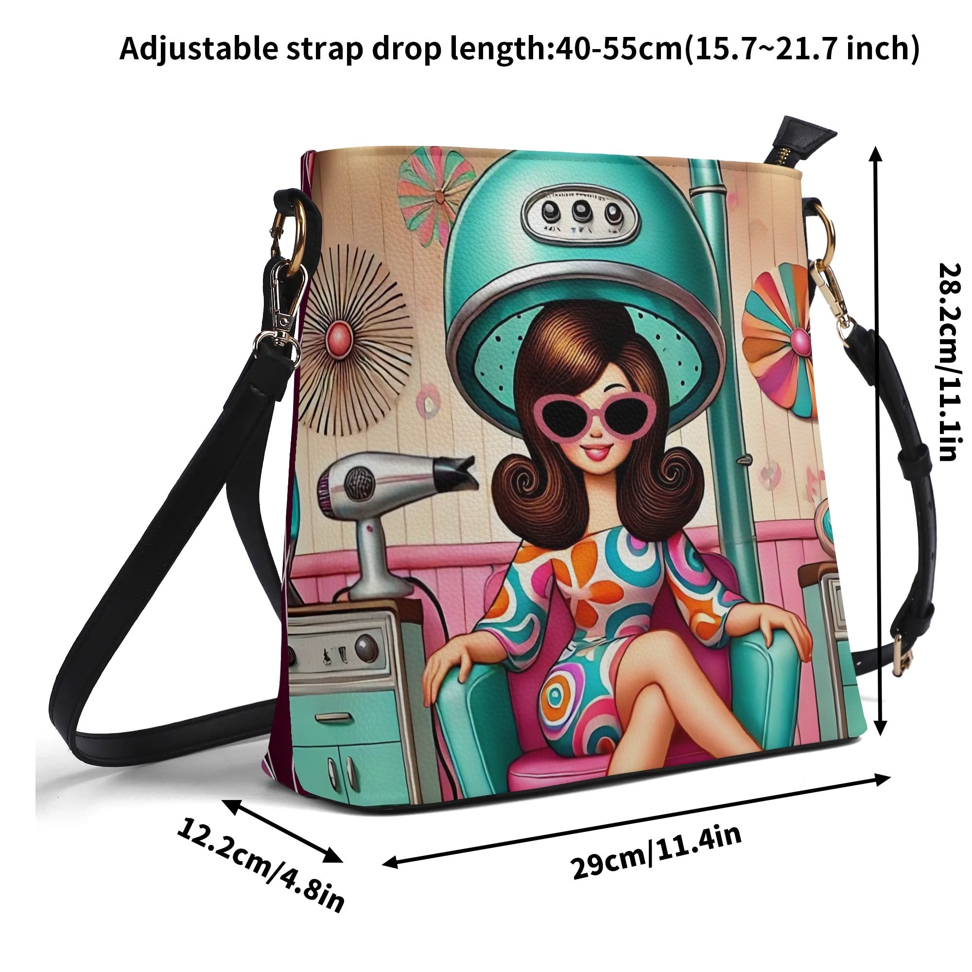 Kitschy Cute Hairdresser Aqua Net Designed, 80s Retro Hairdresser Bag - Mid Century Modern Gal