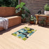 Mid Century Modern Geometric Indoor, Outdoor Area Rug, Lime Green, Aqua Blue, Black - Mid Century Modern Gal