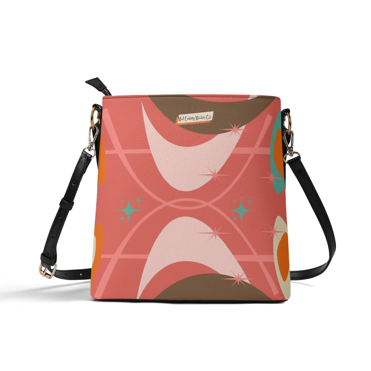 Atomic Cat Bucket Shoulder Bag, Atomic 50s Shoe Lover Design By MCM Gal, Mid Century Mod Kitschy Trendy Purse - Mid Century Modern Gal