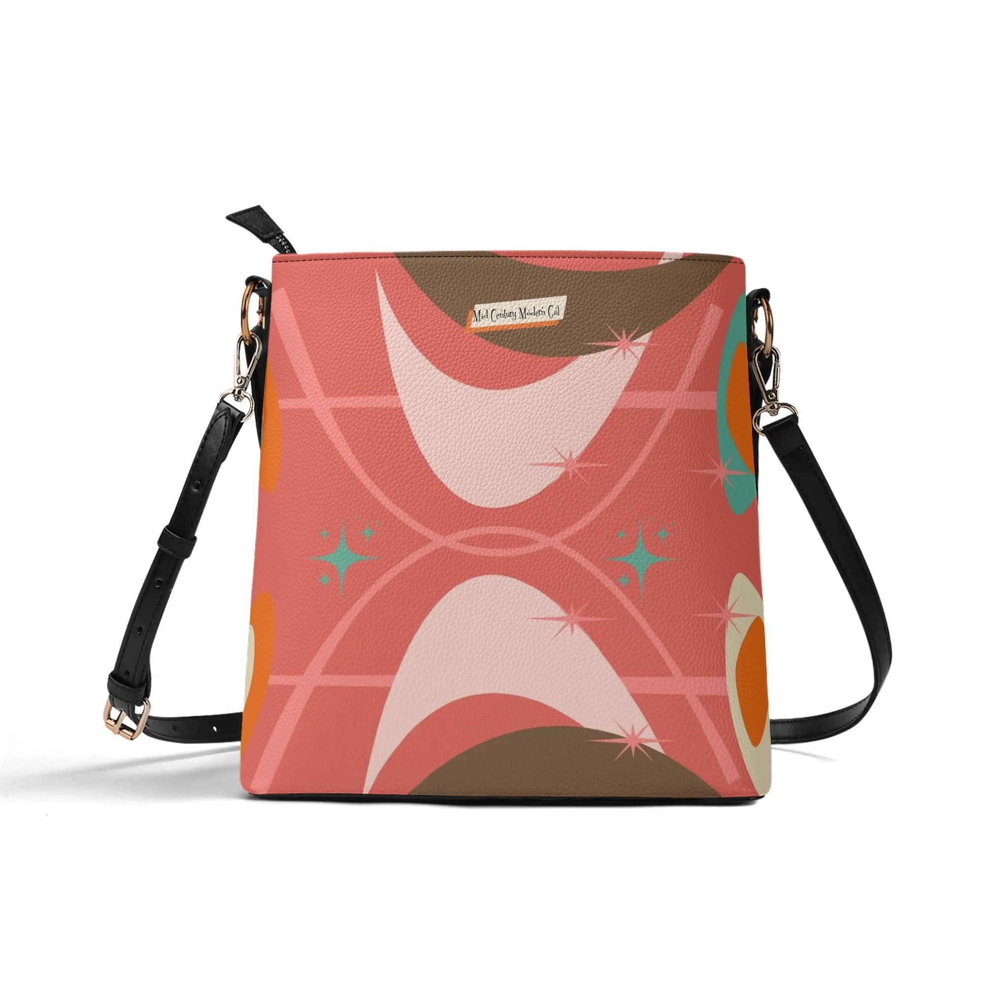 Atomic Cat Bucket Shoulder Bag, Atomic 50s Shoe Lover Design By MCM Gal, Mid Century Mod Kitschy Trendy Purse - Mid Century Modern Gal