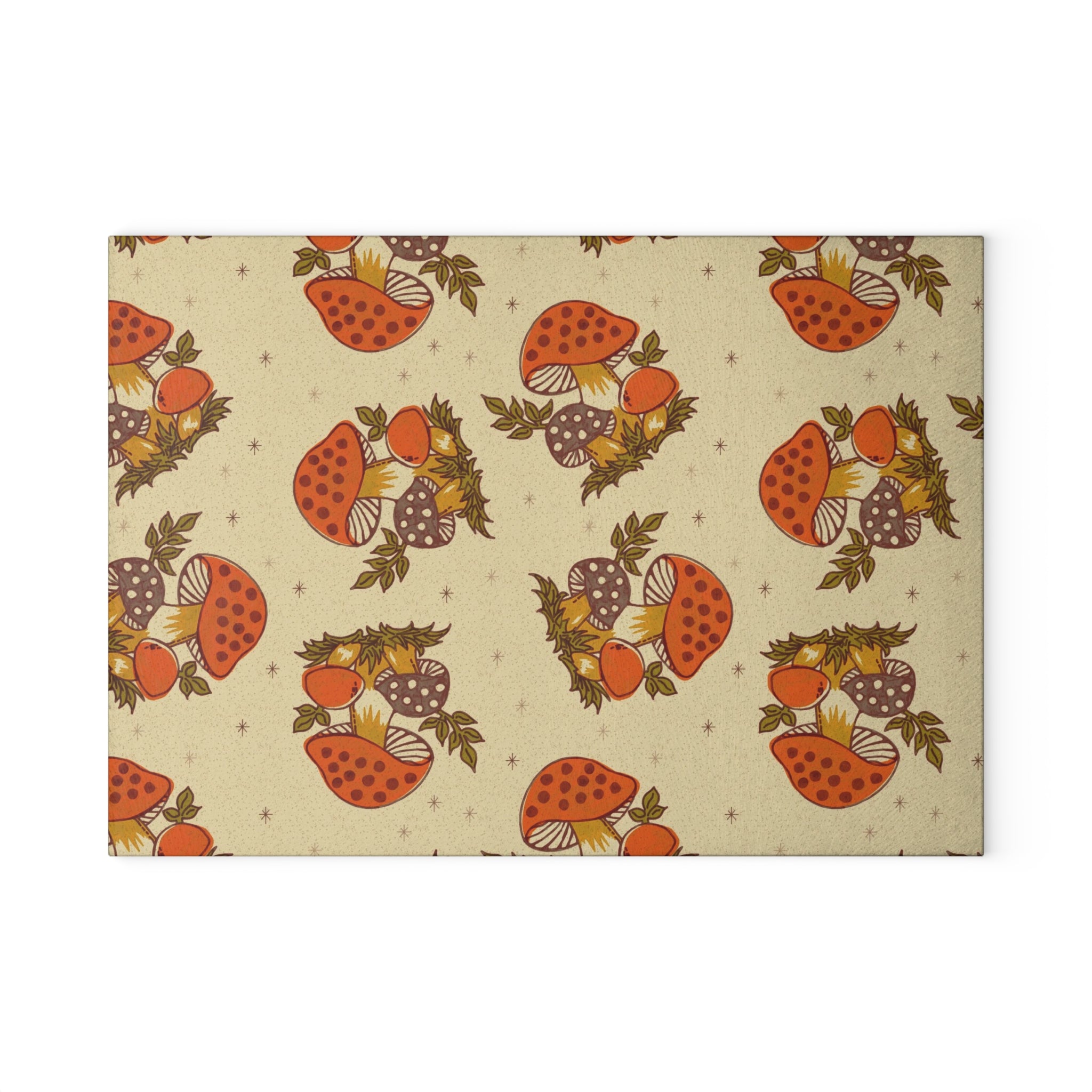 Vintage Merry Mushroom 70s Kitchen Glass Cutting Board - Mid Century Modern Gal