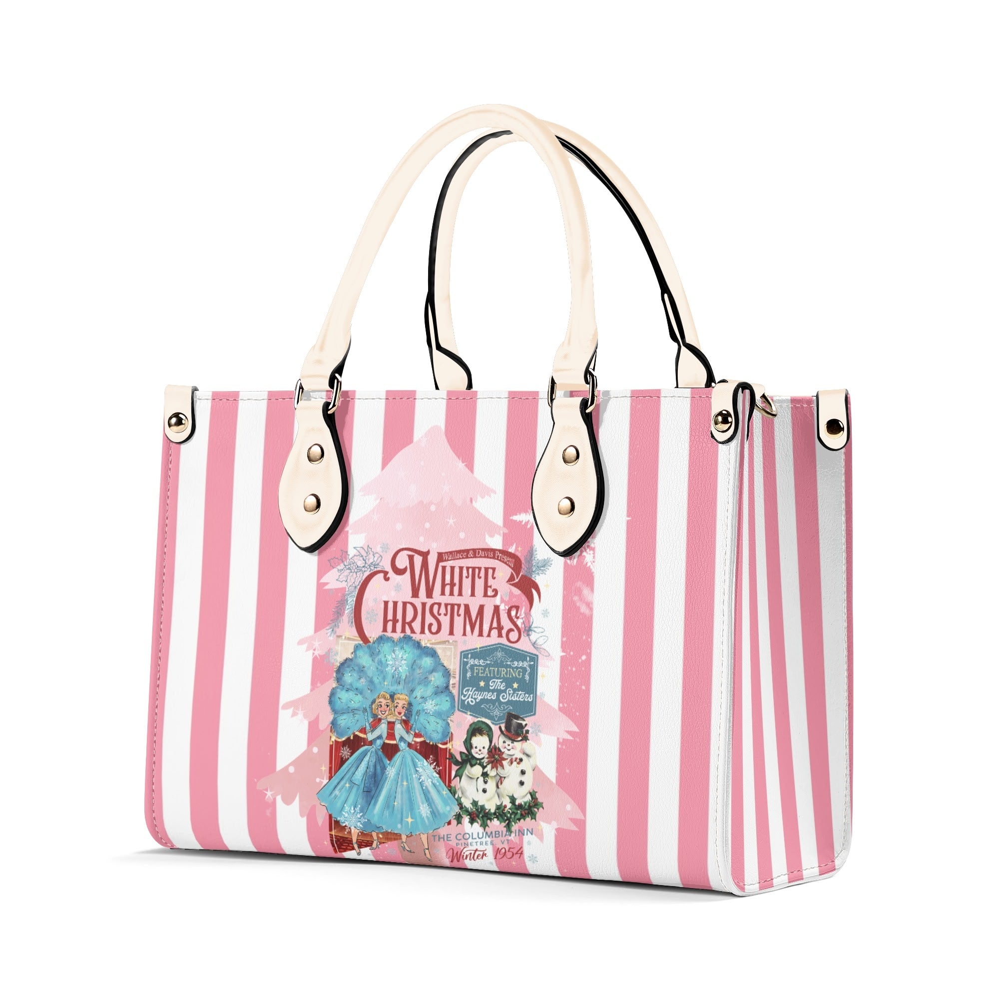 Sister Sister White Christmas Kitschy Fun Holiday Handbag - Mid Century Modern Gal