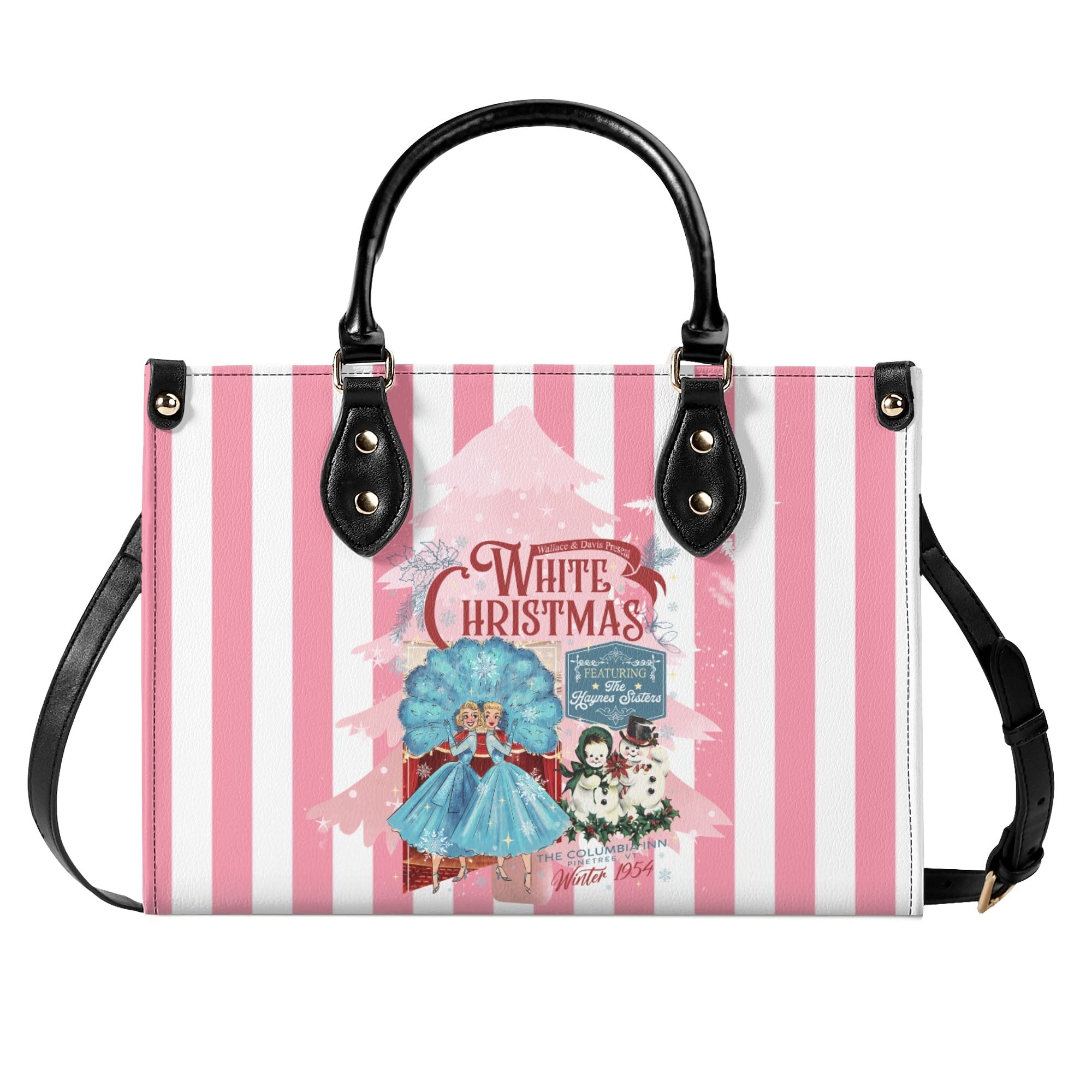 Sister Sister White Christmas Kitschy Fun Holiday Handbag - Mid Century Modern Gal